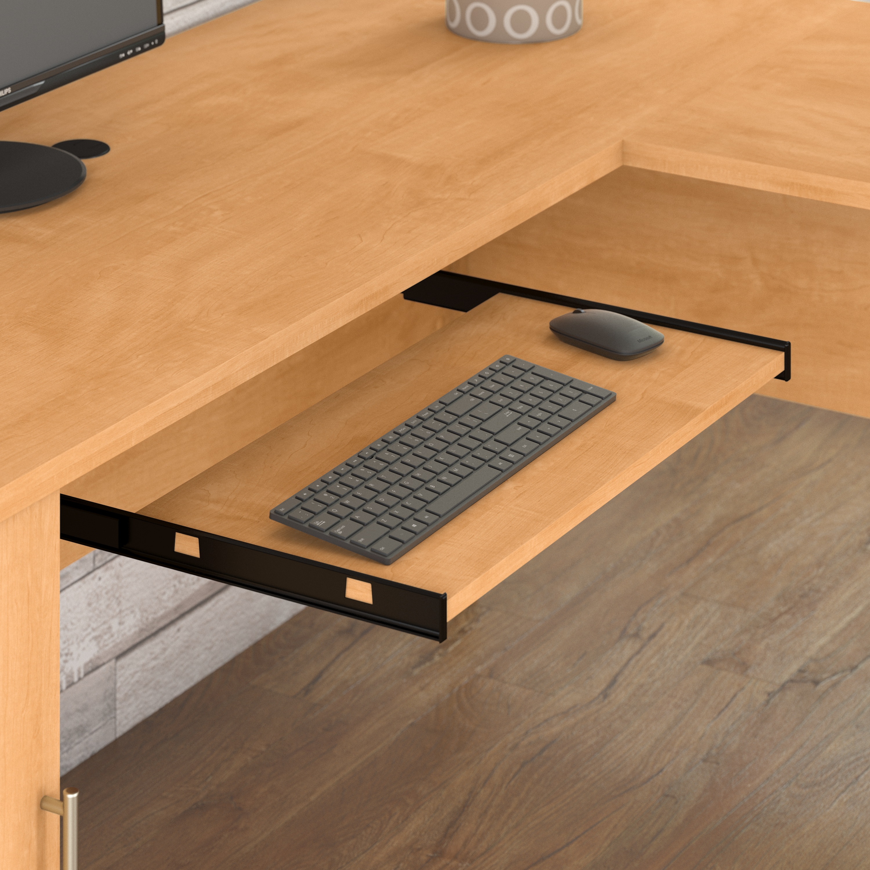 Shop Bush Furniture Somerset 72W L Shaped Desk with Hutch 03 SET001MC #color_maple cross