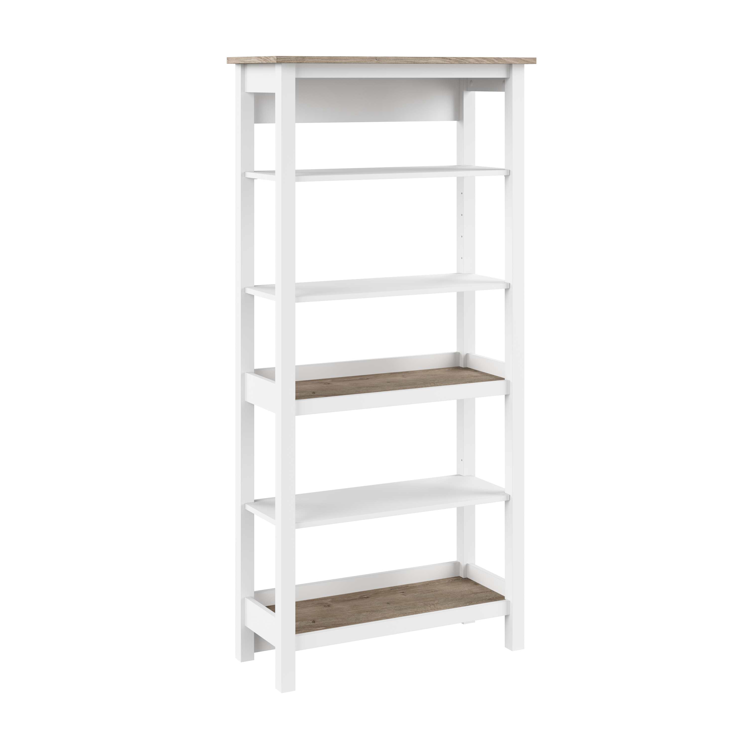 Shop Bush Furniture Mayfield Tall 5 Shelf Bookcase 02 MAB132GW2-03 #color_shiplap gray/pure white