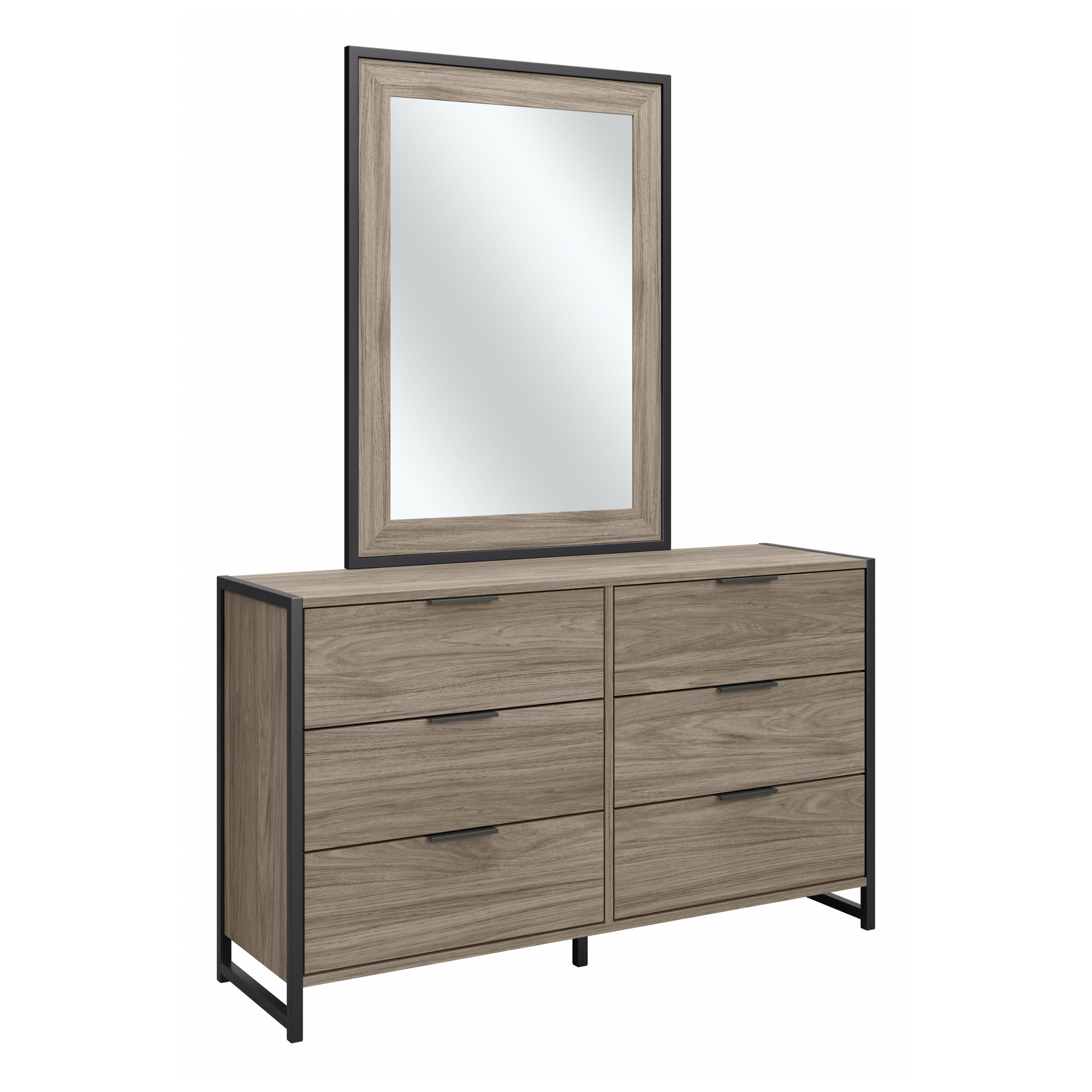 Shop Bush Furniture Atria 6 Drawer Dresser with Mirror 02 ATR015MH #color_modern hickory