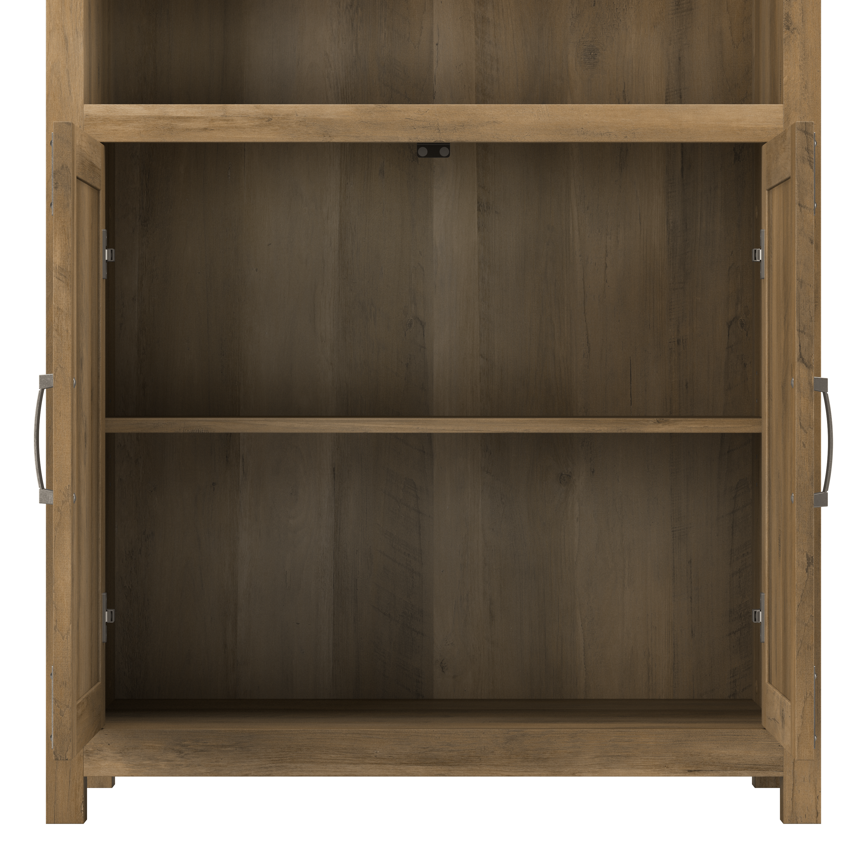 Shop Bush Furniture Knoxville Farmhouse TV Stand for 70 Inch TV with 5 Shelf Bookcases with Doors 03 CGR021RCP #color_reclaimed pine