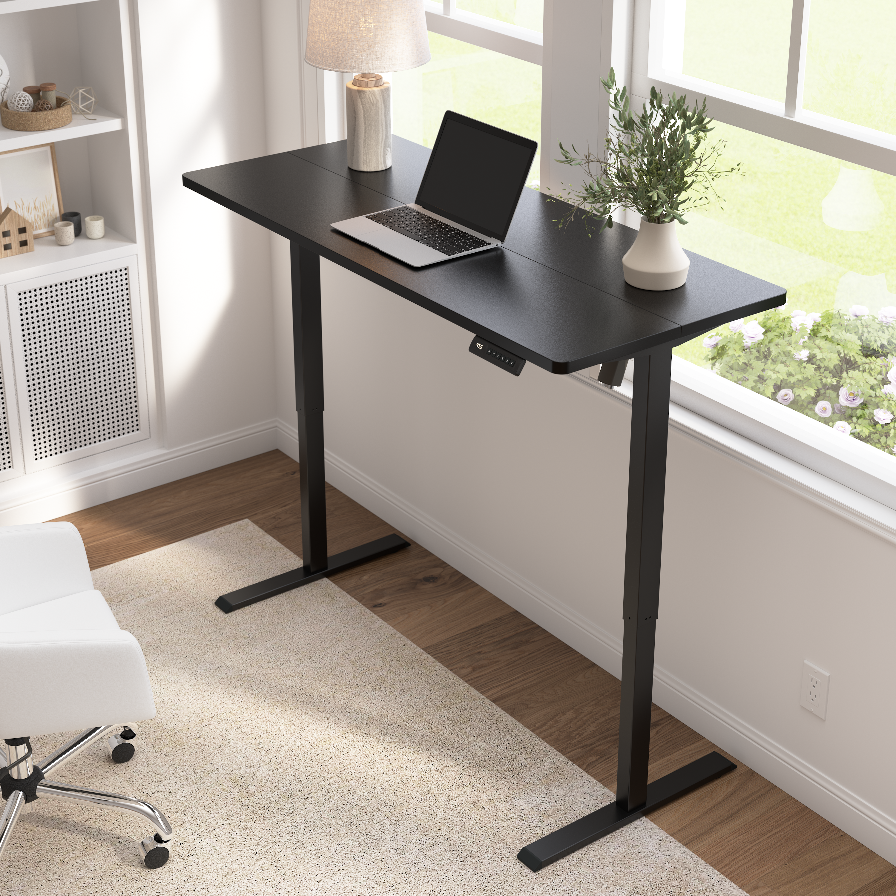 Shop Bush Furniture Energize 55W x 24D Electric Height Adjustable Standing Desk 01 EZ155BSB-03 #color_basic black/black frame