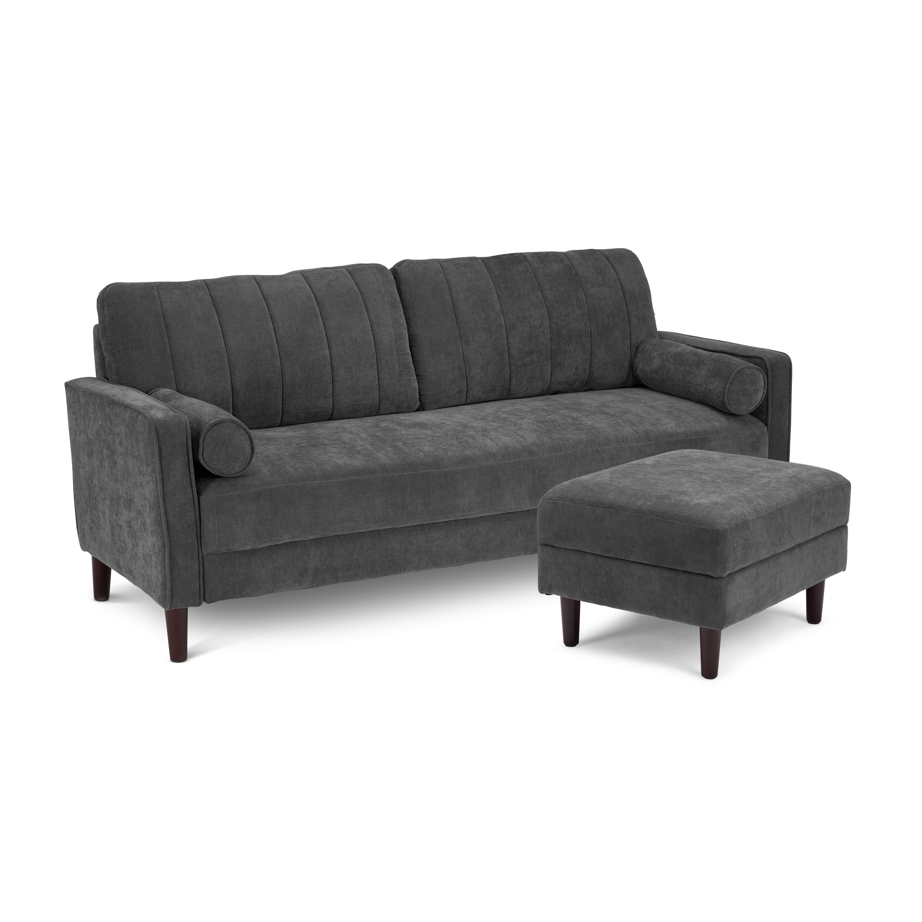 Shop Bush Home Max 54W Loveseat and Storage Ottoman MAX004IGC 1 #color_iron gray chenille fabric