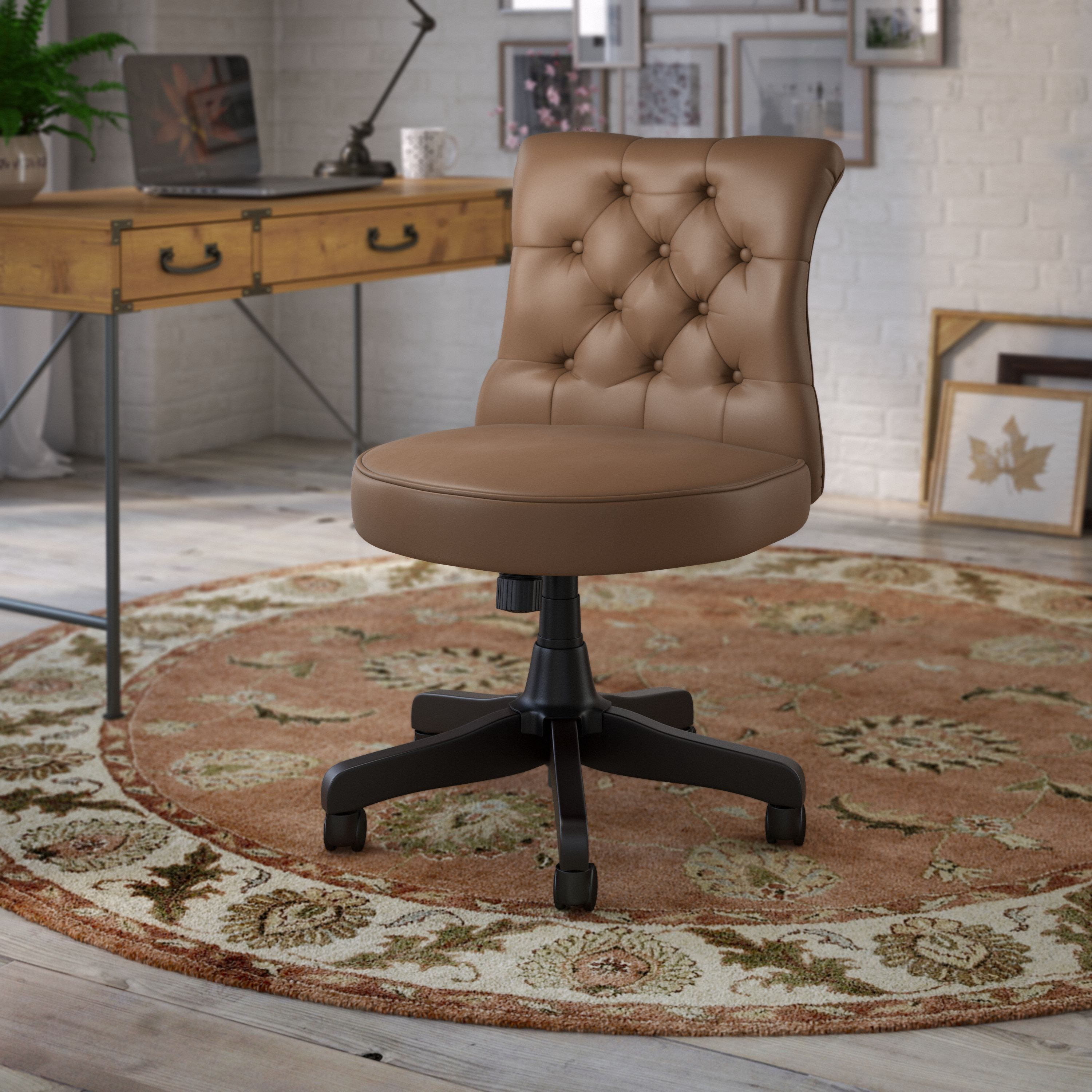Shop Bush Business Furniture Arden Lane Mid Back Tufted Office Chair 01 CH2301SDL-03 #color_saddle leather