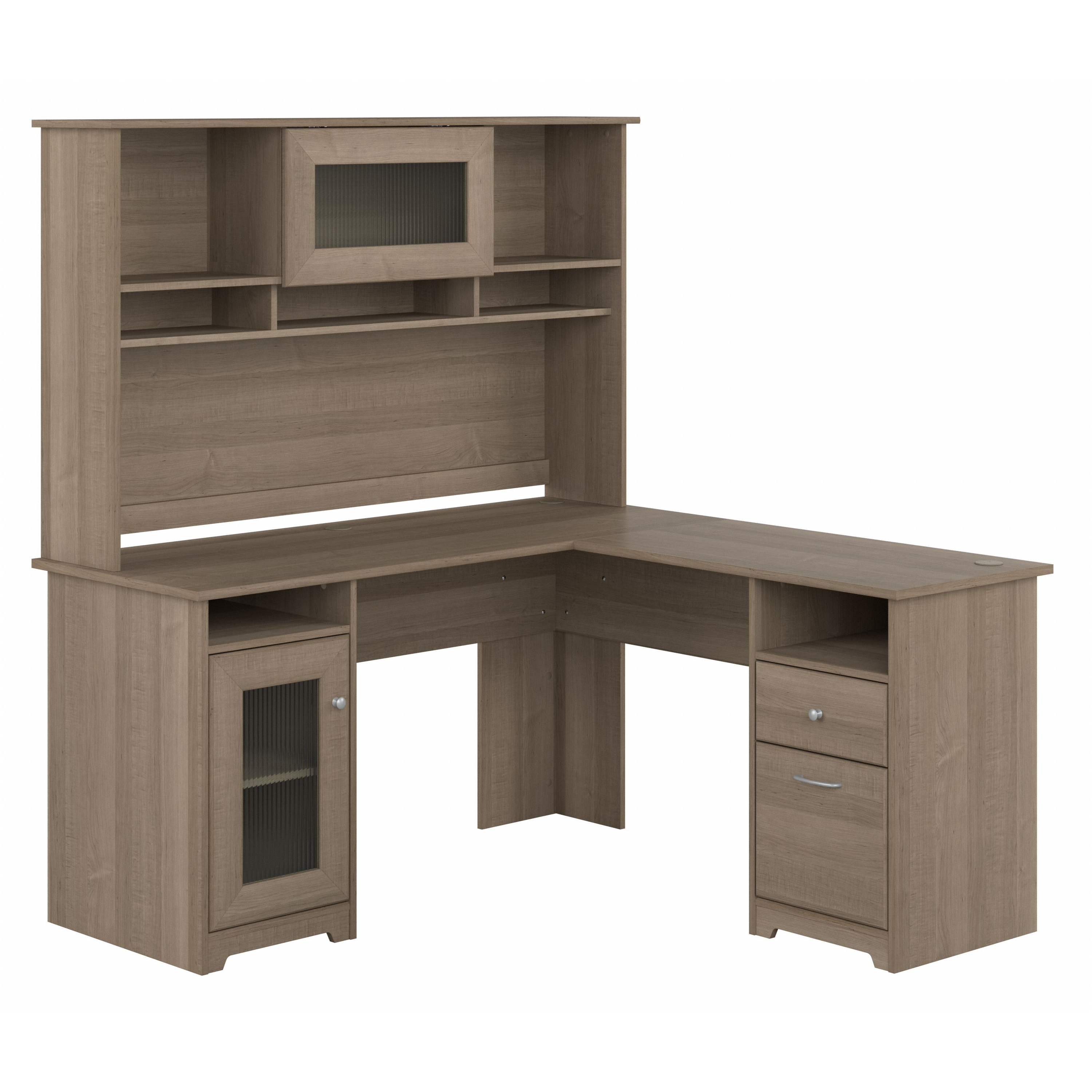 Shop Bush Furniture Cabot 60W L Shaped Computer Desk with Hutch and Storage 02 CAB001AG #color_ash gray