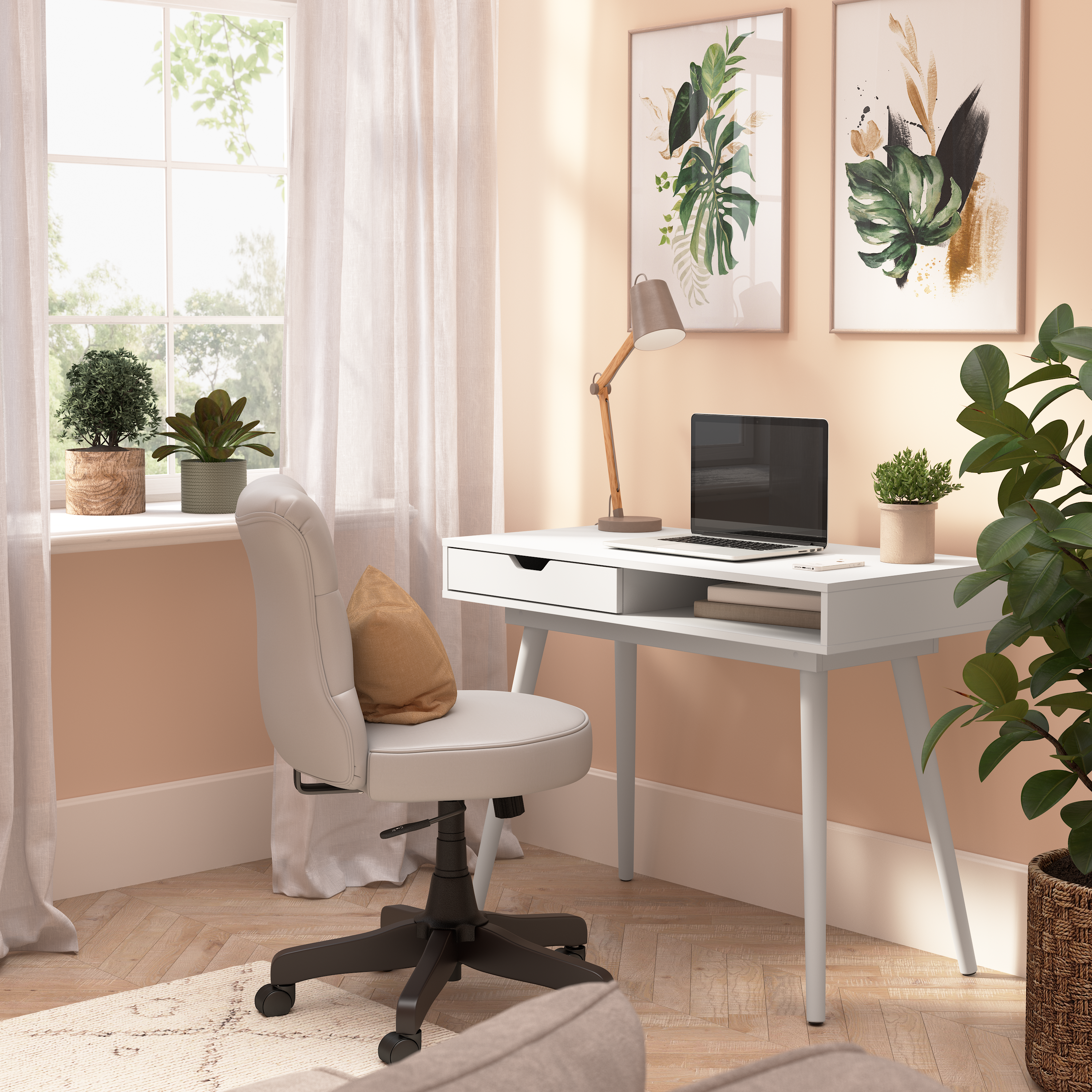 Shop Bush Furniture Nora 40W Writing Desk 01 NRD140WH-03 #color_pure white