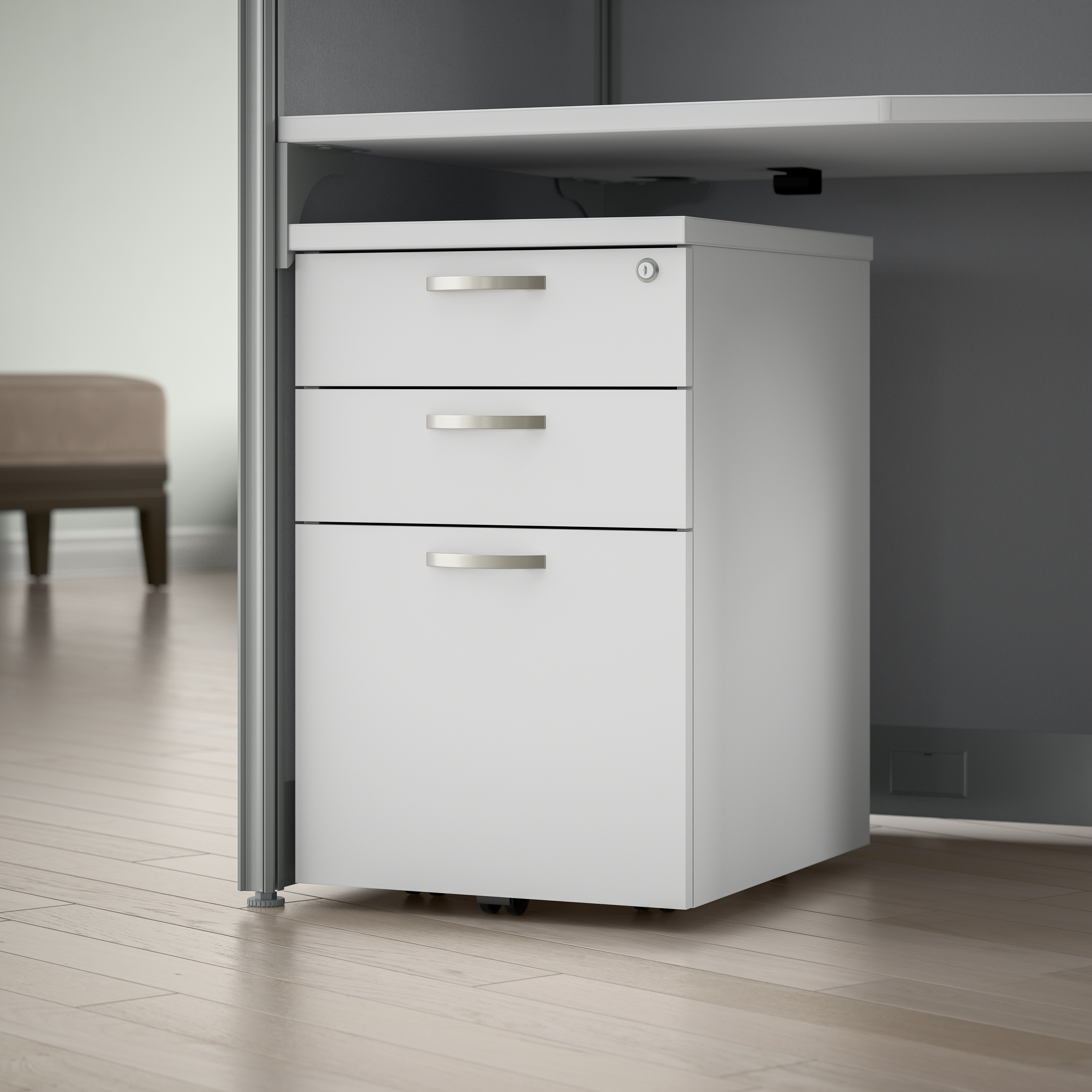 Shop Bush Business Furniture Office in an Hour 3 Drawer Mobile File Cabinet 01 WC36153-03K #color_pure white