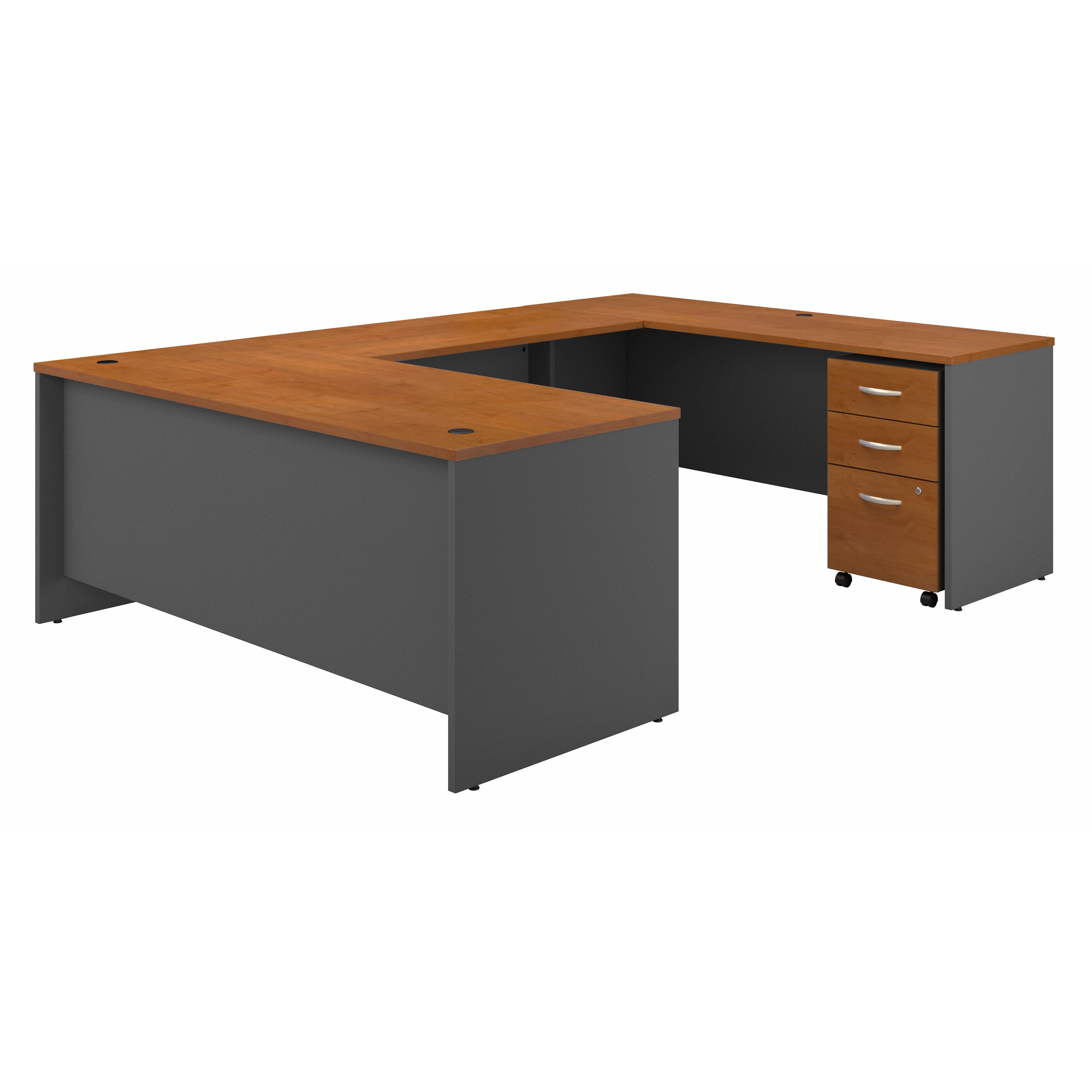 Shop Bush Business Furniture Series C 72W x 30D U Shaped Desk with Mobile File Cabinet 02 SRC091NCSU #color_natural cherry/graphite gray