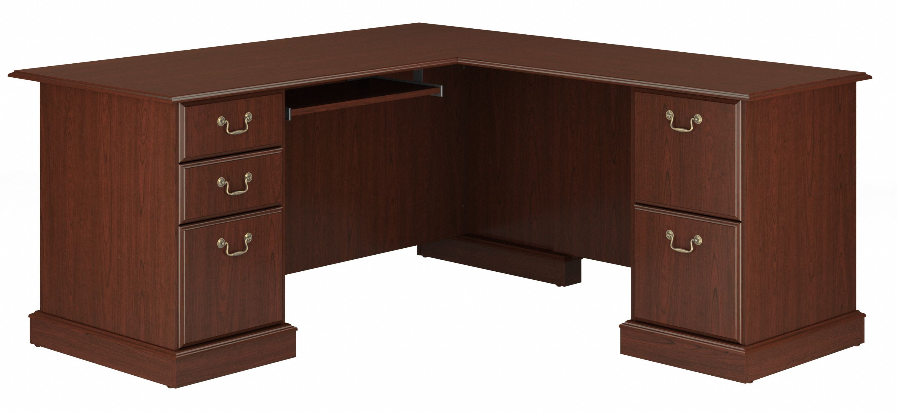 Shop Bush Furniture Saratoga L Shaped Computer Desk with Drawers 02 EX45670-03K #color_harvest cherry