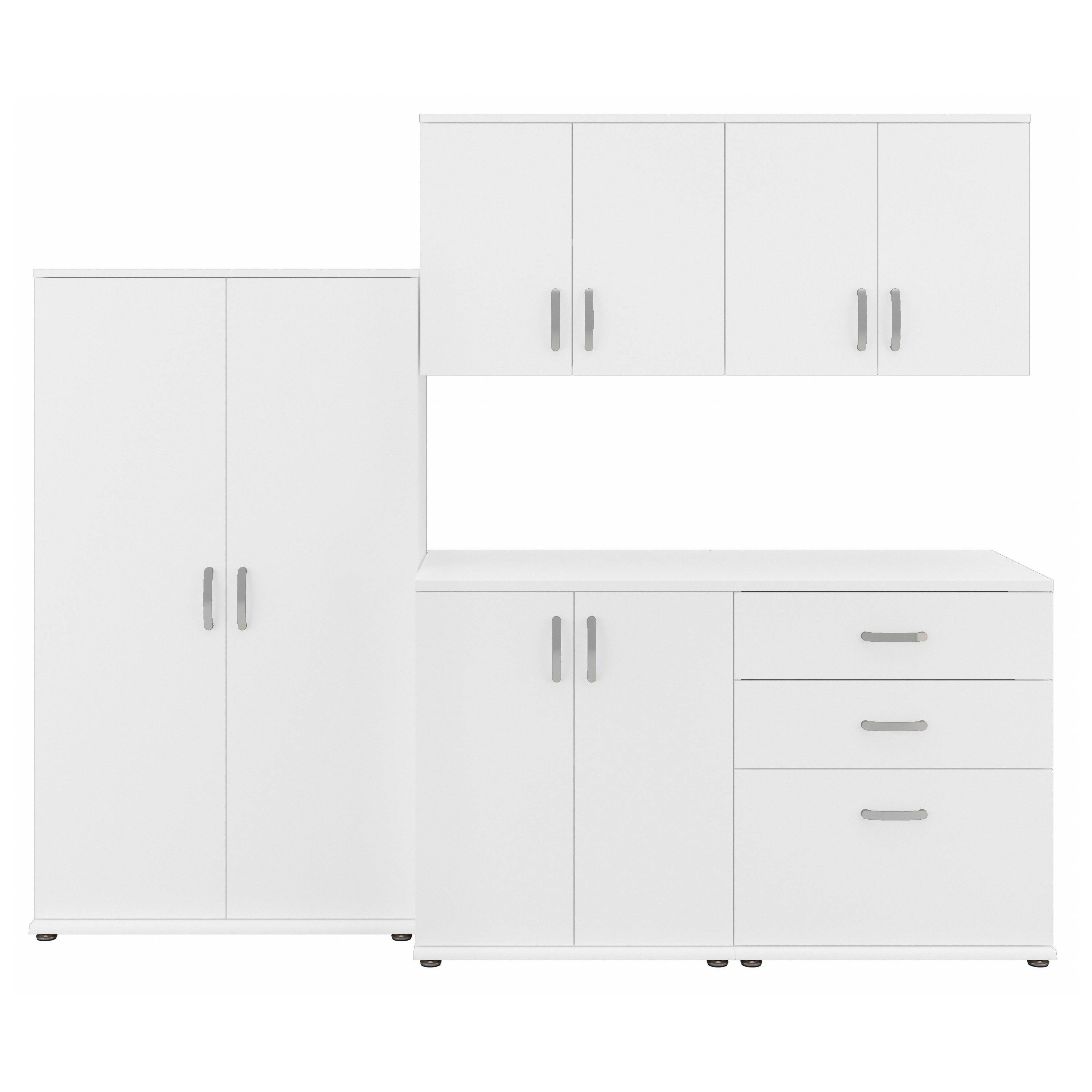 Shop Bush Business Furniture Universal 5 Piece Modular Garage Storage Set with Floor and Wall Cabinets 02 GAS003WH #color_white