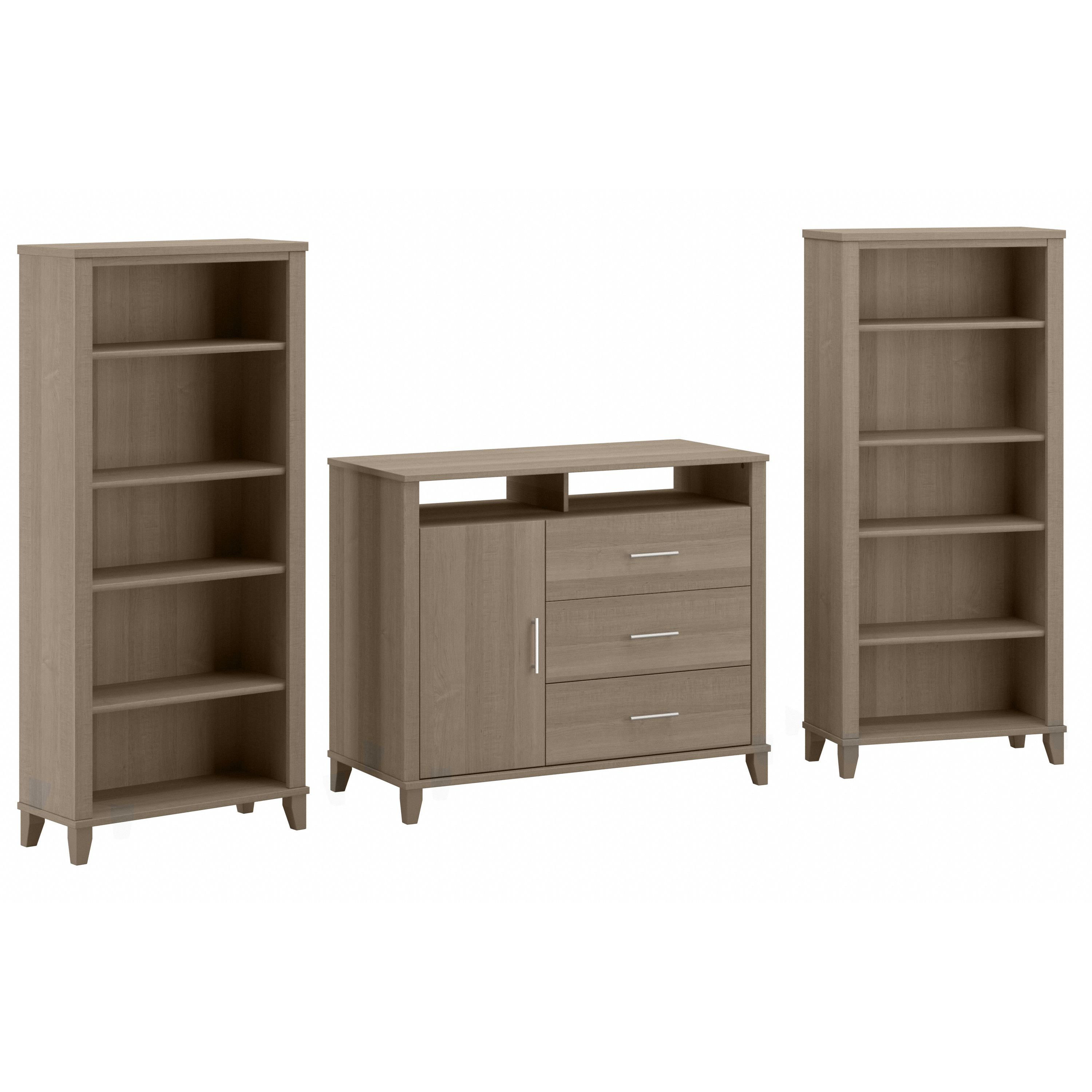 Shop Bush Furniture Somerset Office Storage Credenza with Bookcases 02 SET040AG #color_ash gray