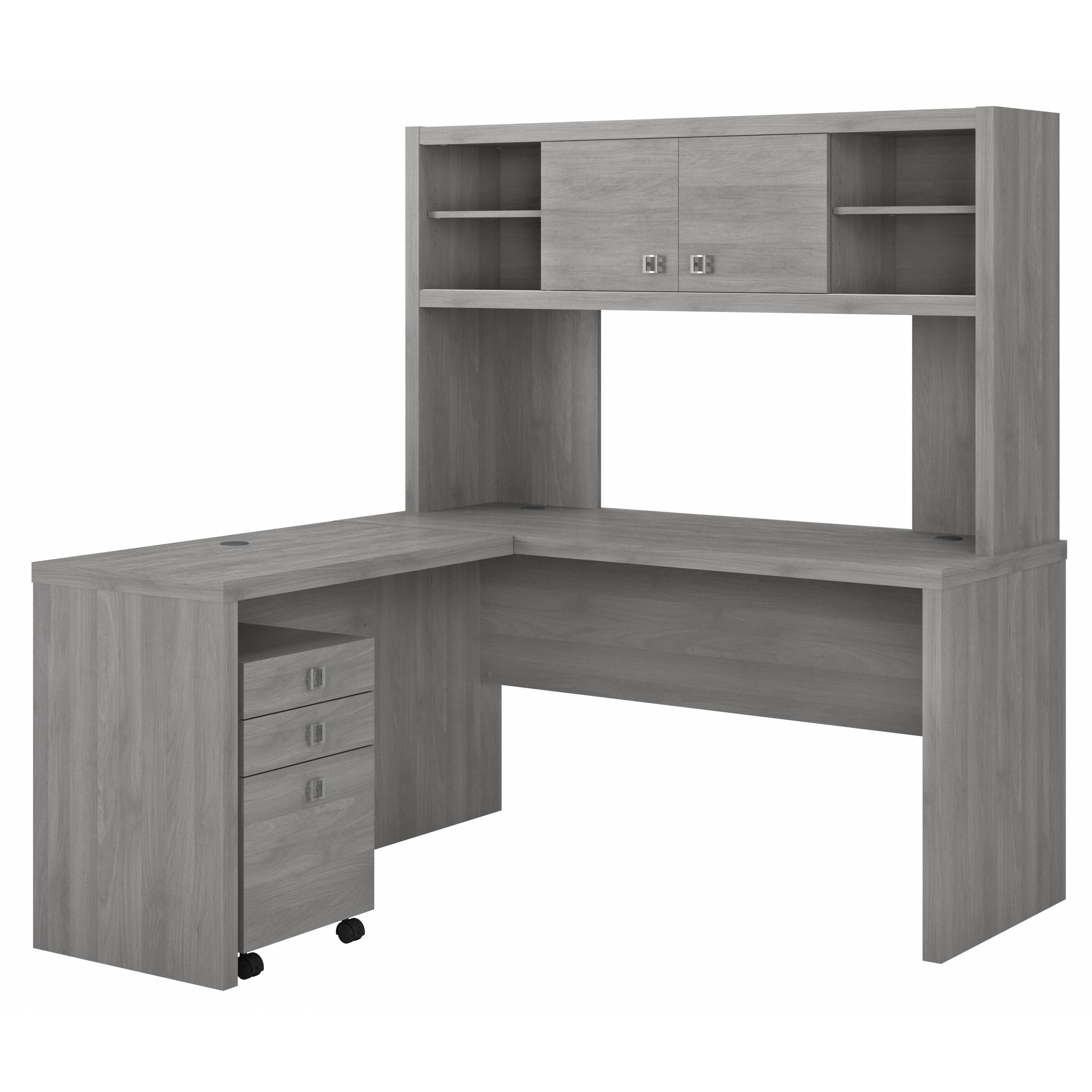 Shop Bush Business Furniture Echo L Shaped Desk with Hutch and Mobile File Cabinet 02 ECH009MG #color_modern gray