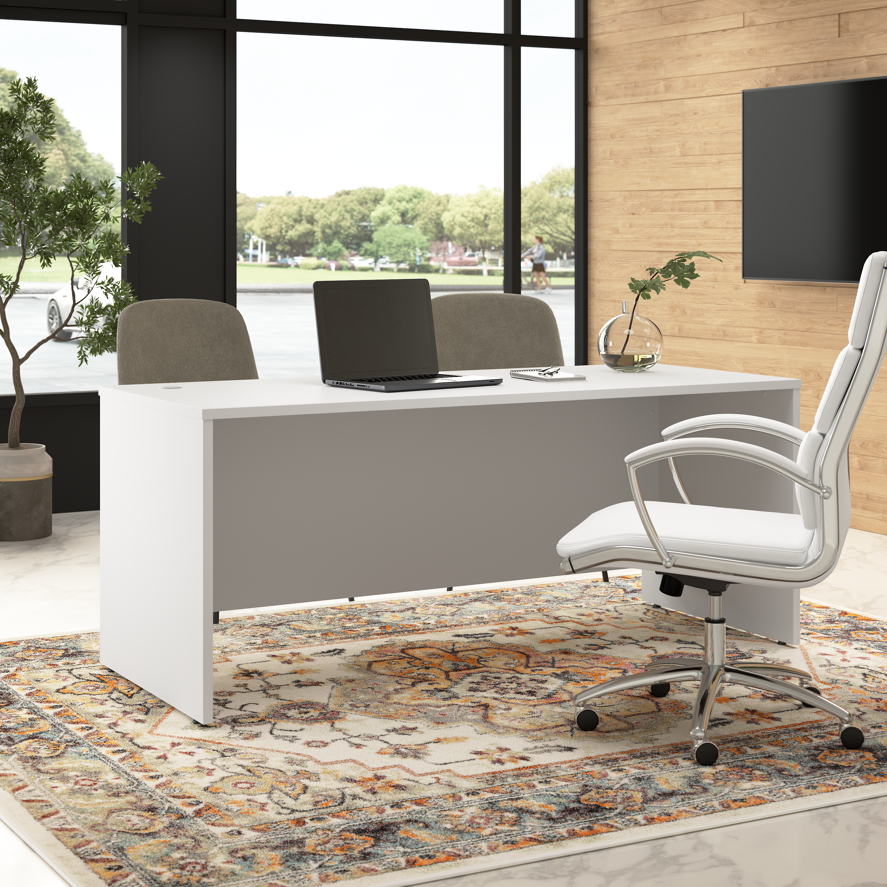 Shop Bush Business Furniture Hampton Heights 72W x 30D Office Desk 01 HHD372WH-Z #color_white