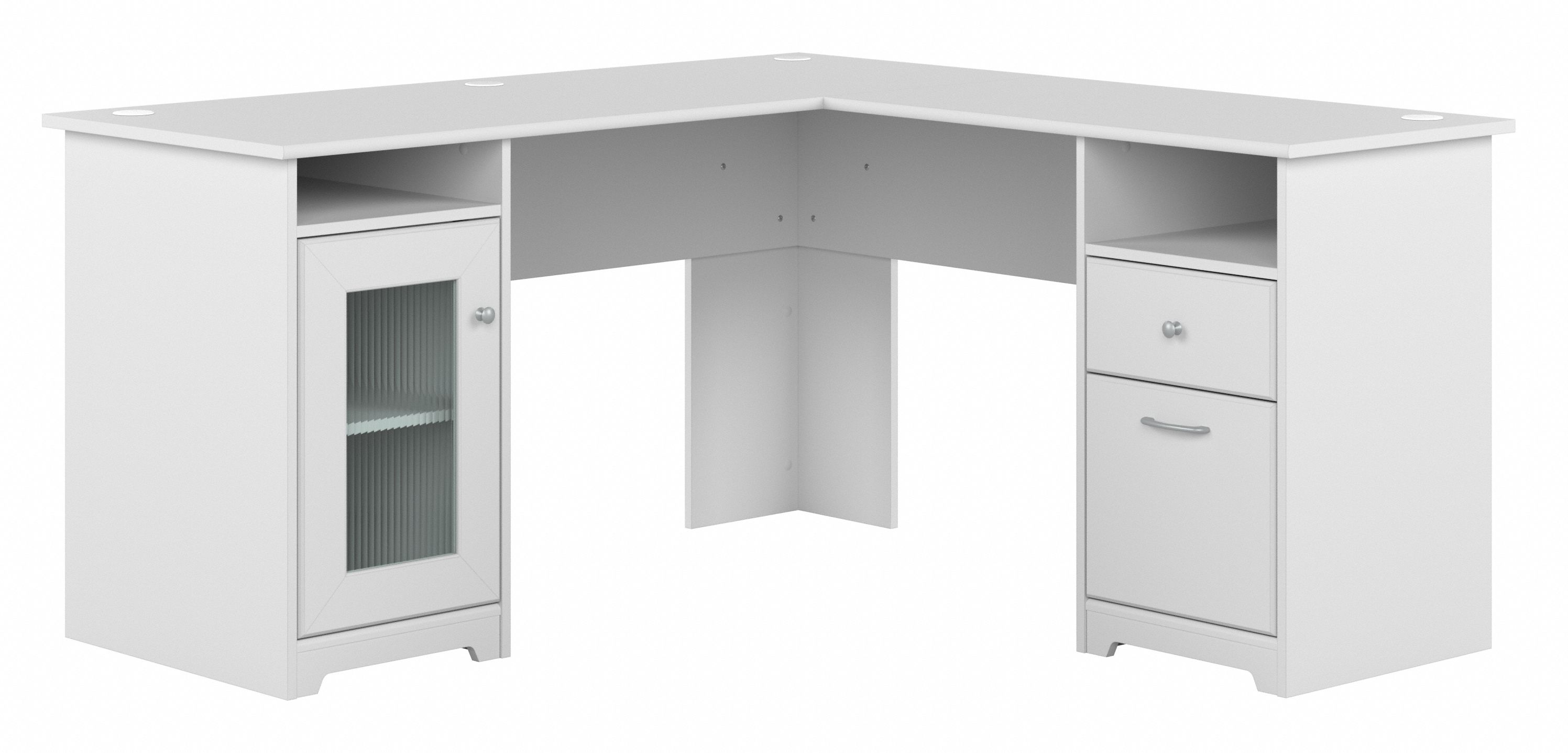 Shop Bush Furniture Cabot 60W L Shaped Computer Desk with Storage 02 WC31930K #color_white