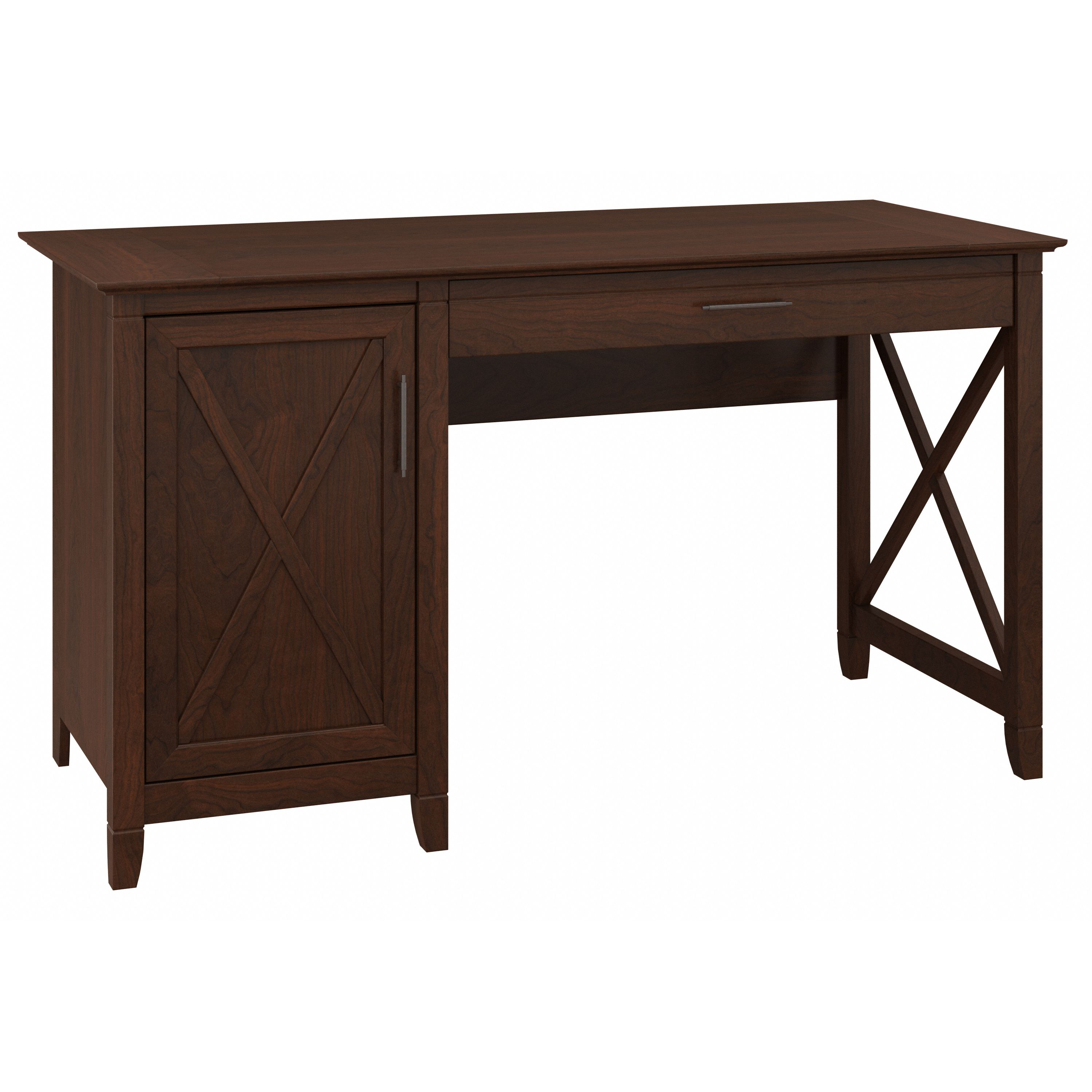 Shop Bush Furniture Key West 54W Computer Desk with Keyboard Tray and Storage 02 KWD154BC-03 #color_bing cherry