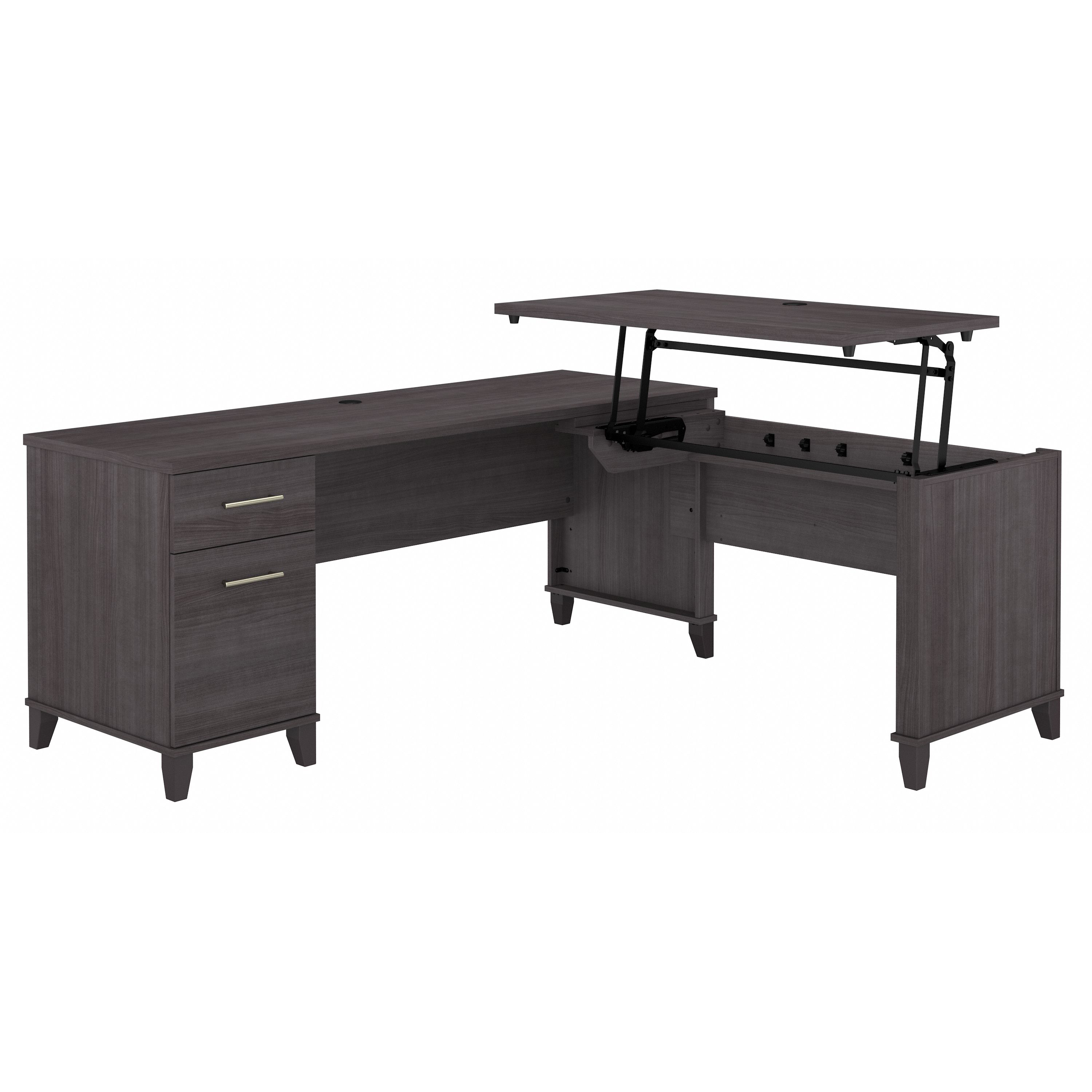 Shop Bush Furniture Somerset 72W 3 Position Sit to Stand L Shaped Desk 02 SET014SG #color_storm gray