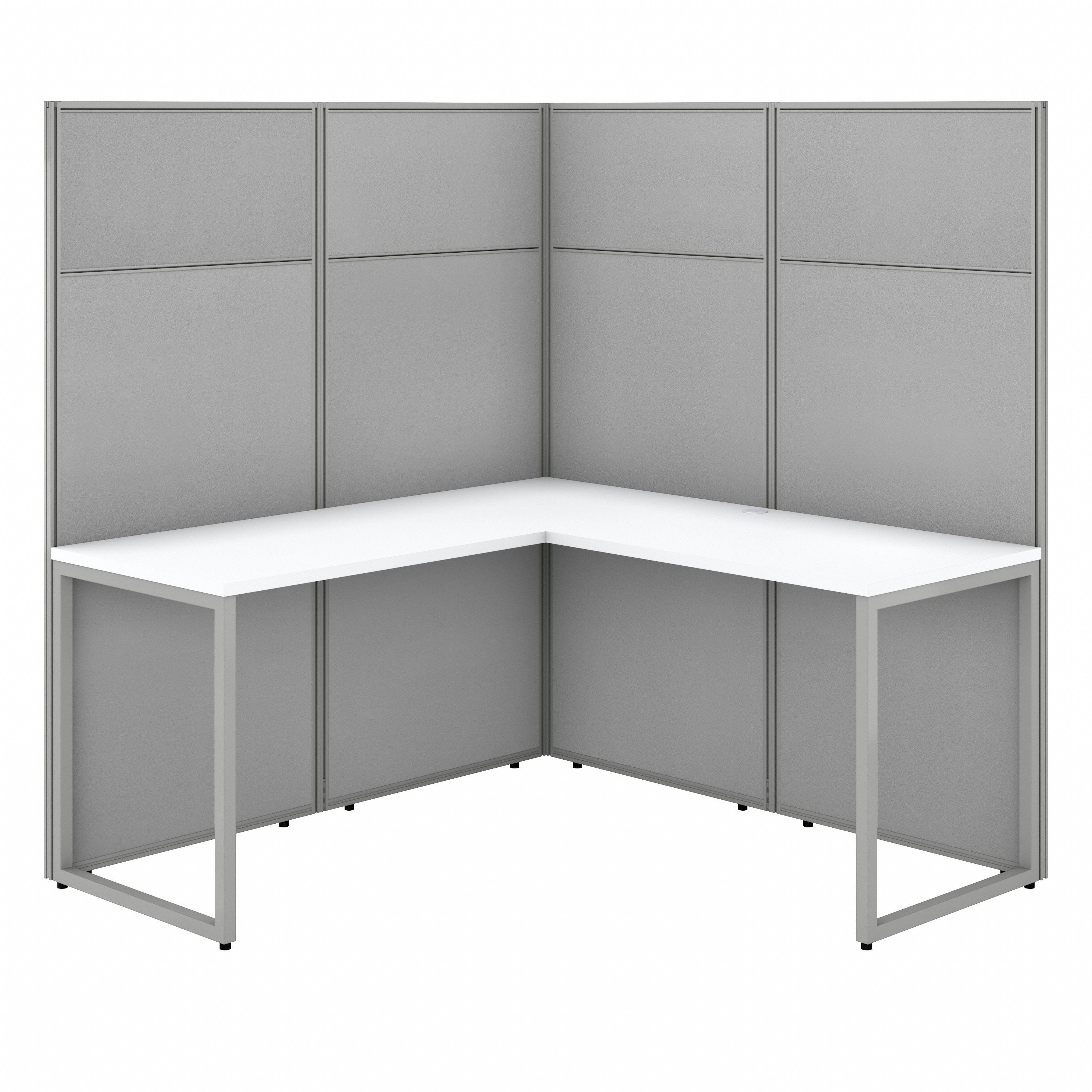 Shop Bush Business Furniture Easy Office 60W L Shaped Cubicle Desk Workstation with 66H Panels 02 EODH360WH-03K #color_pure white/silver gray fabric