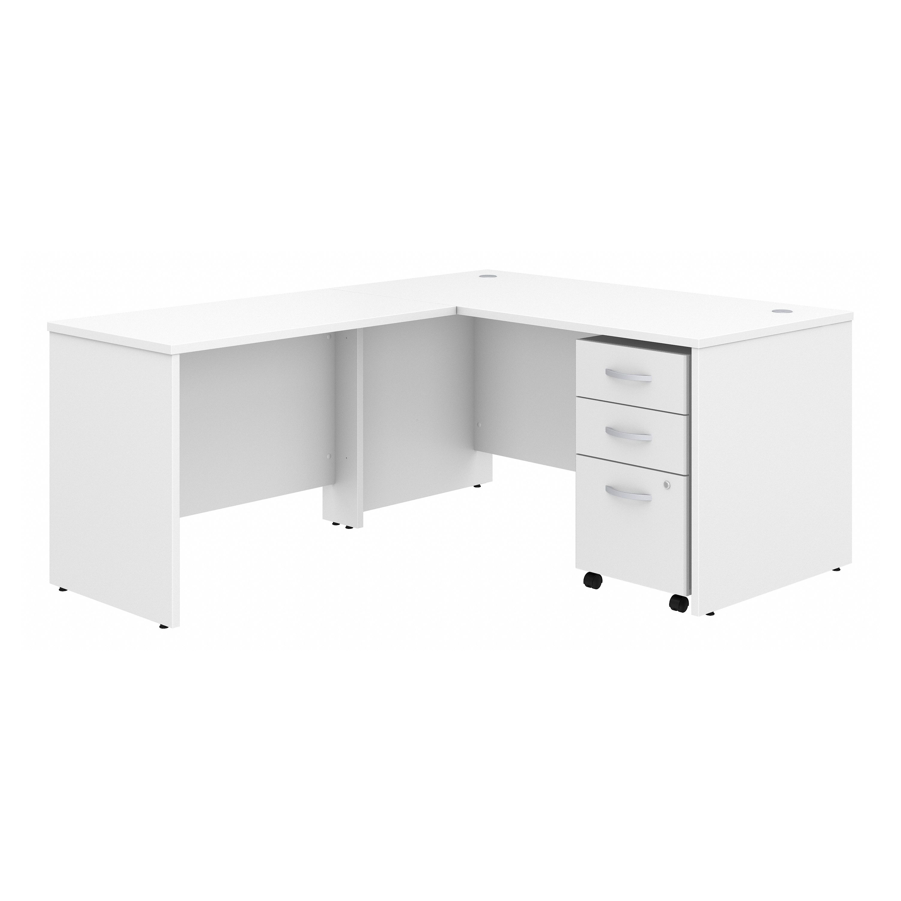 Shop Bush Business Furniture Studio C 60W x 30D L Shaped Desk with Mobile File Cabinet and 42W Return 02 STC008WHSU #color_white