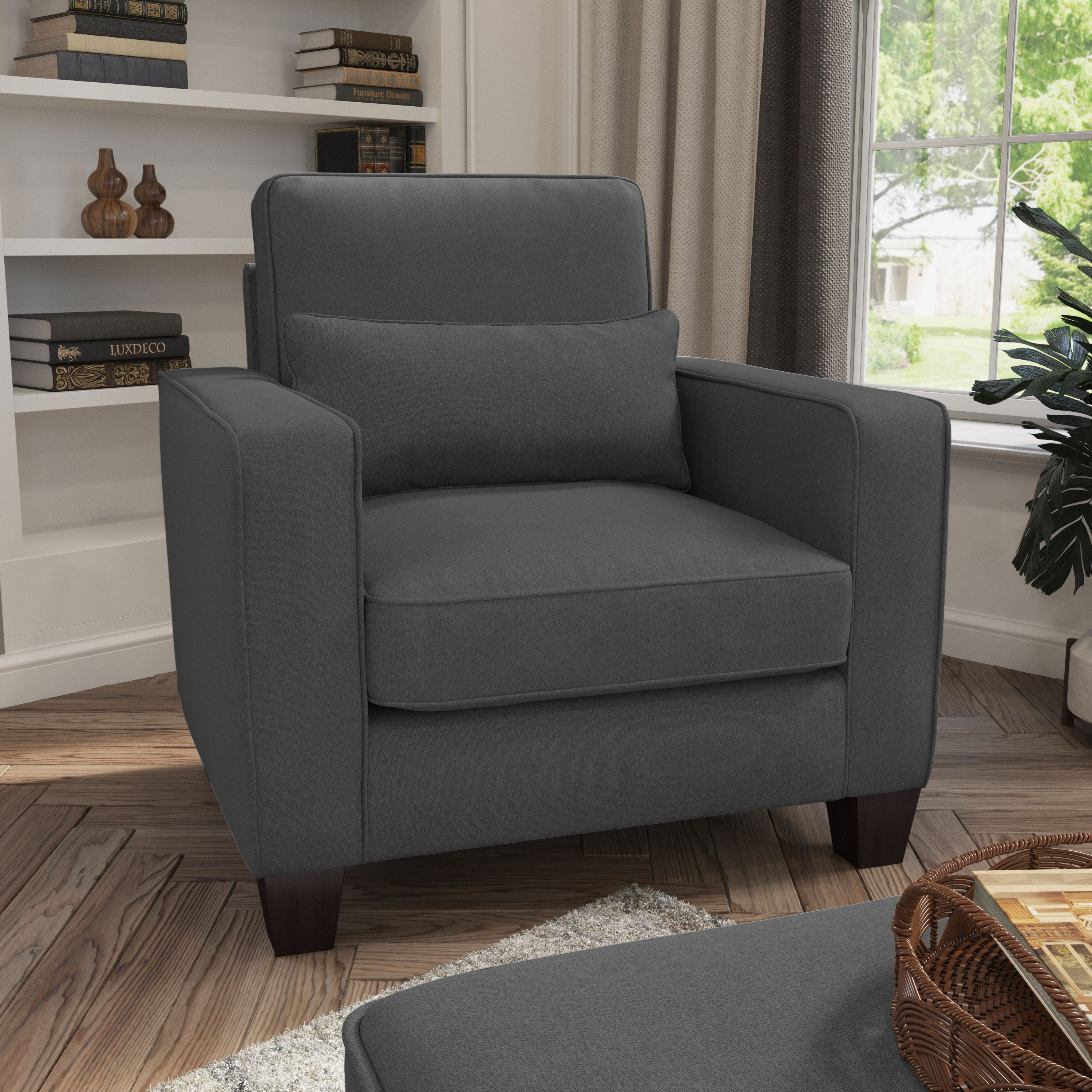 Shop Bush Furniture Stockton Accent Chair with Arms 01 SNK36SCGH-03 #color_charcoal gray herringbone fabr