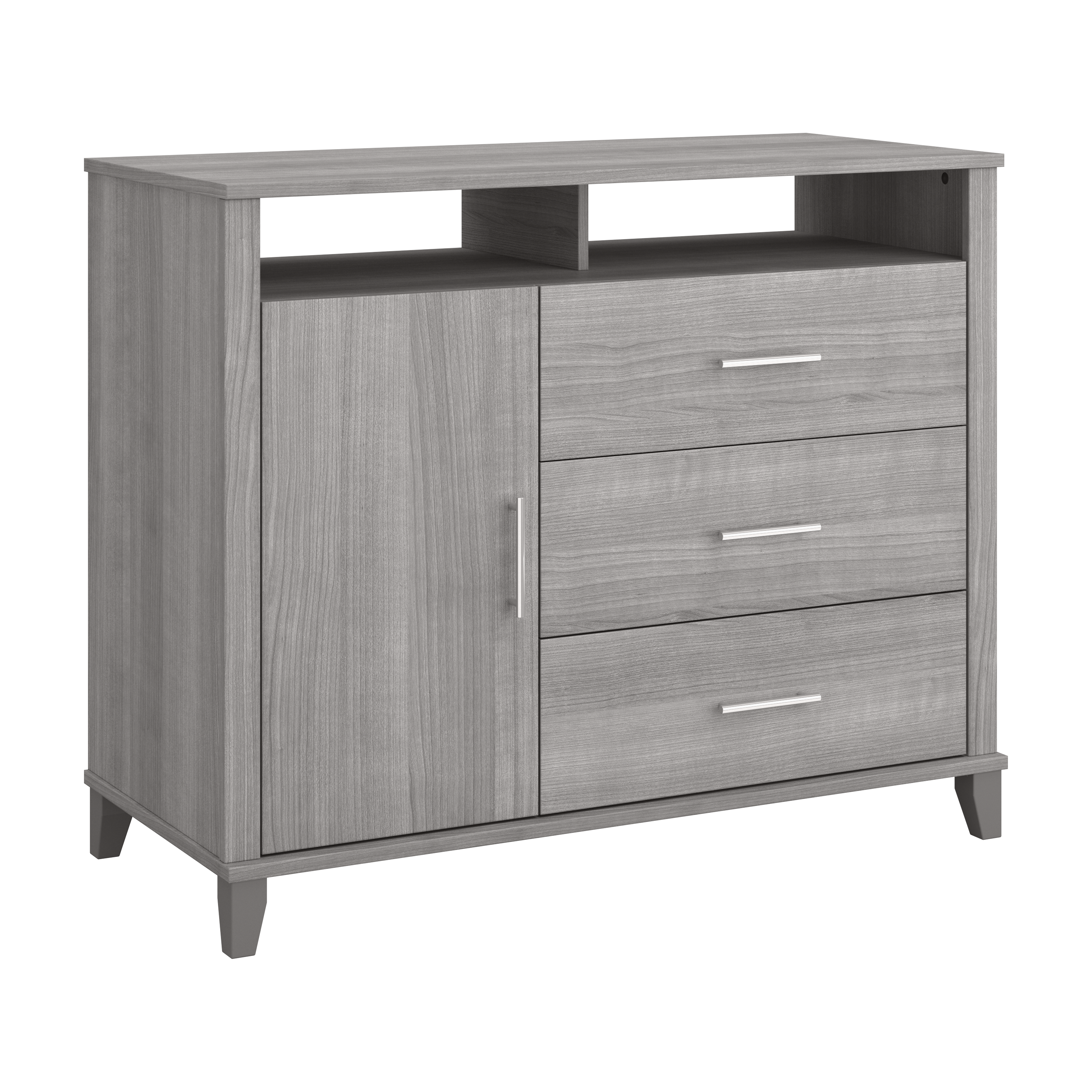 Shop Bush Furniture Somerset 3 Drawer Dresser and Bedroom TV Stand 02 STV148PGK #color_platinum gray