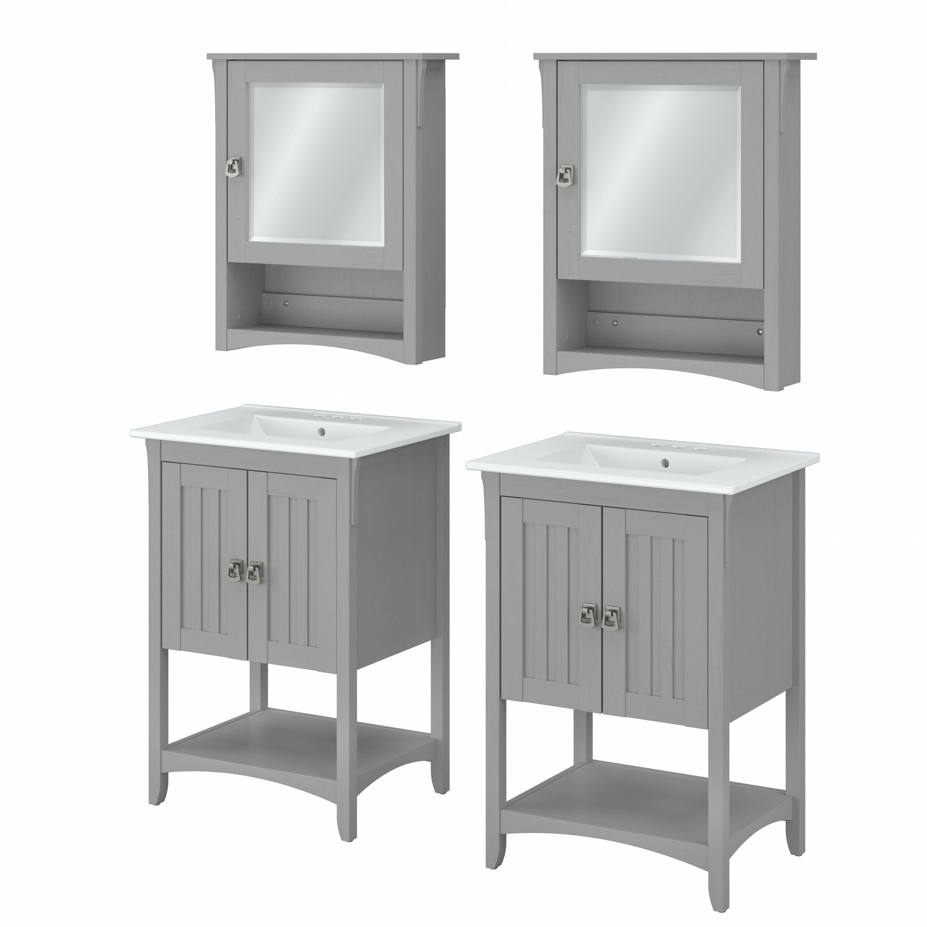 Shop Bush Furniture Salinas 48W Double Vanity Set with Sinks and Medicine Cabinets 02 SAL032CG #color_cape cod gray