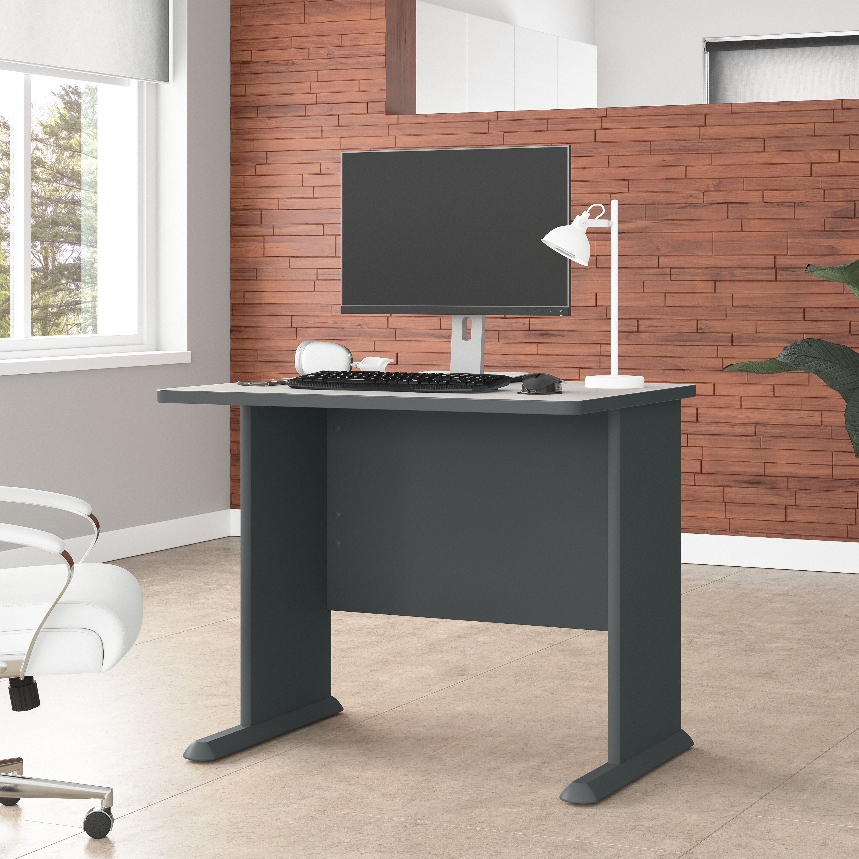 Shop Bush Business Furniture Series A 36W Desk 01 WC8436A #color_slate/white spectrum