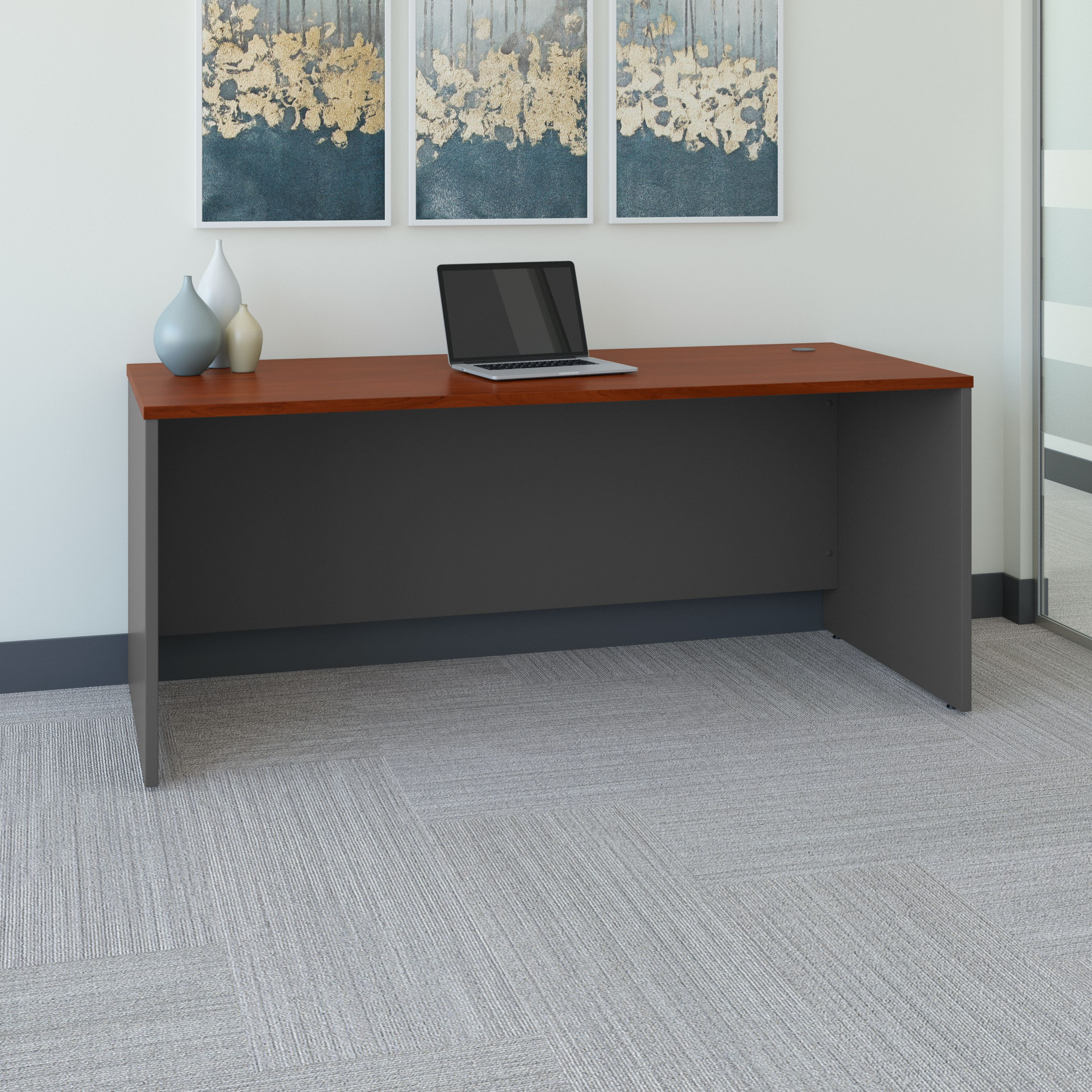 Shop Bush Business Furniture Series C 72W x 30D Office Desk 01 WC24436 #color_hansen cherry/graphite gray