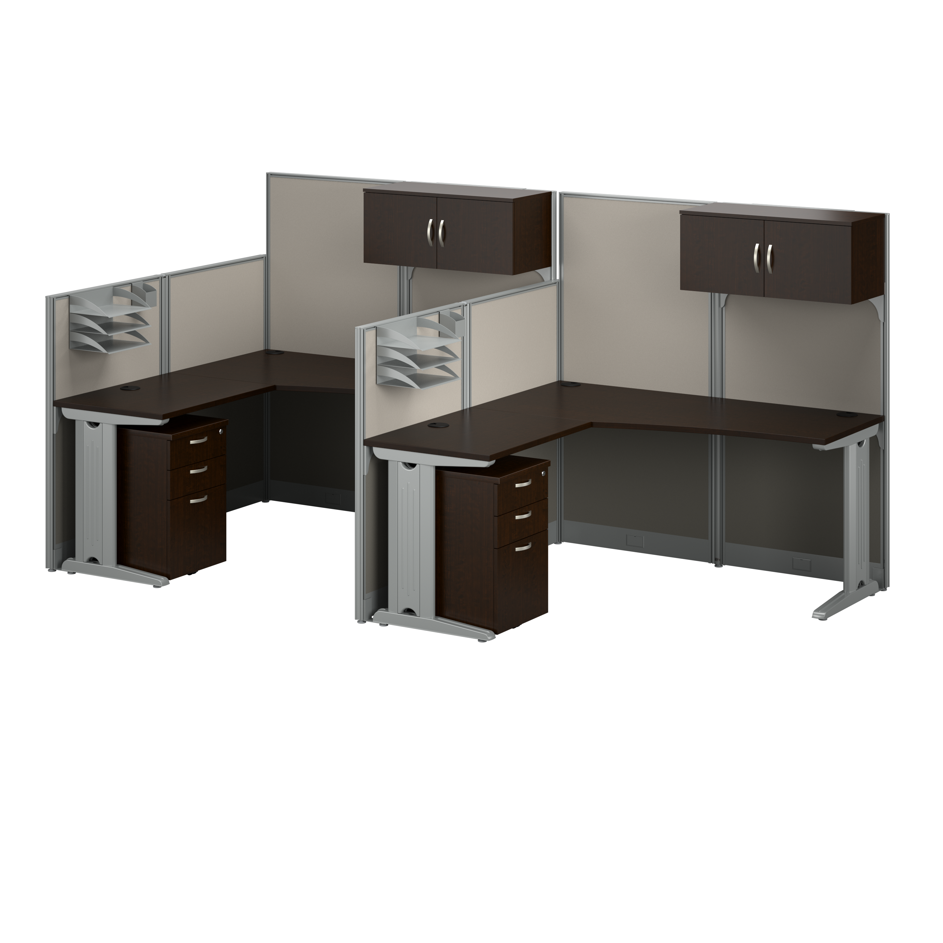 Shop Bush Business Furniture Office in an Hour 2 Person L Shaped Cubicle Desks with Storage, Drawers, and Organizers 02 OIAH008MR #color_mocha cherry