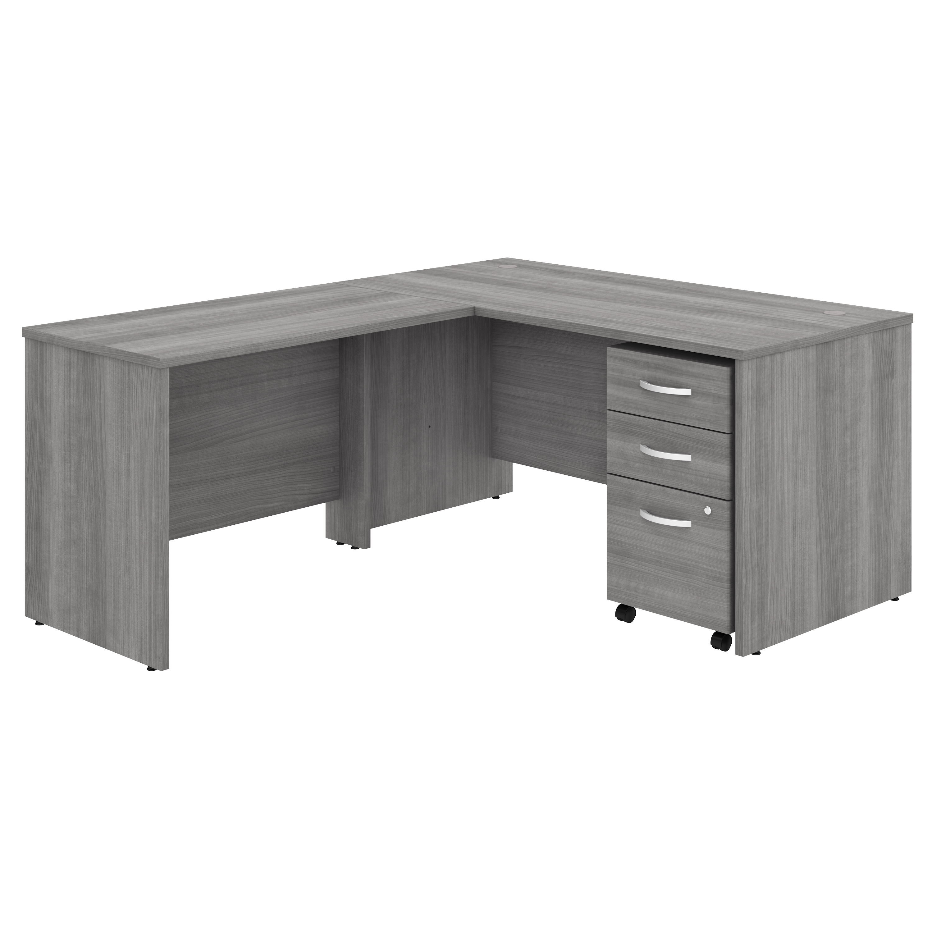 Shop Bush Business Furniture Studio C 60W x 30D L Shaped Desk with Mobile File Cabinet and 42W Return 02 STC008PGSU #color_platinum gray