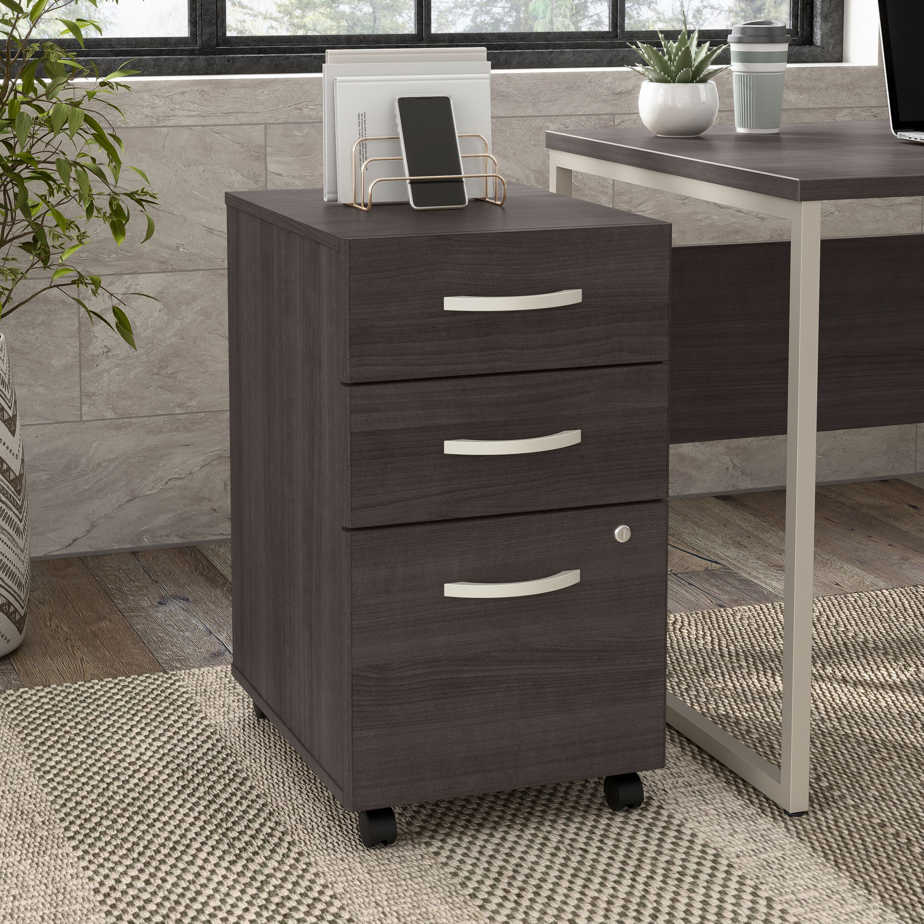 Shop Bush Business Furniture Hybrid 3 Drawer Mobile File Cabinet - Assembled 01 HYF216SGSU-Z #color_storm gray