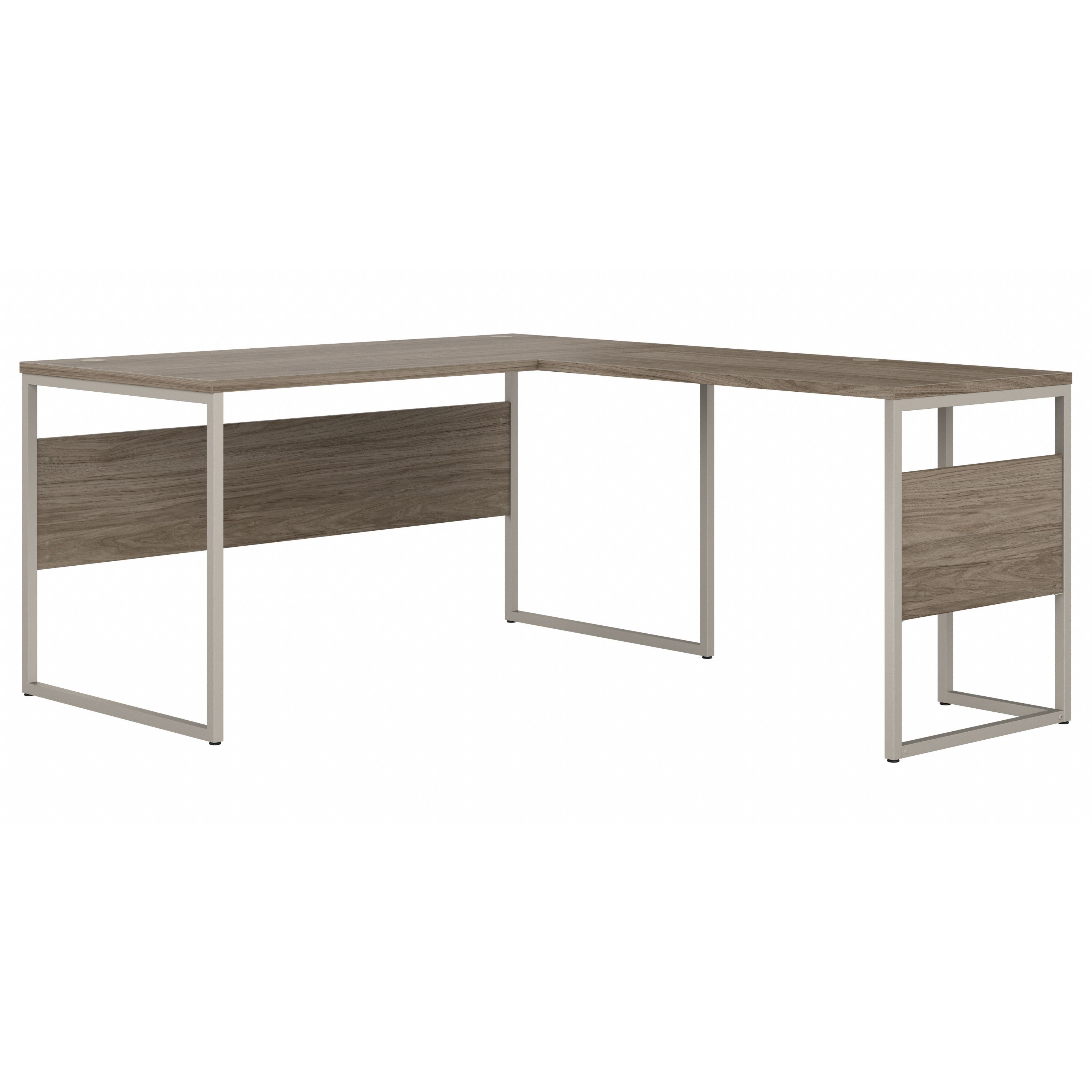 Shop Bush Business Furniture Hybrid 60W x 30D L Shaped Table Desk with Metal Legs 02 HYB027MH #color_modern hickory