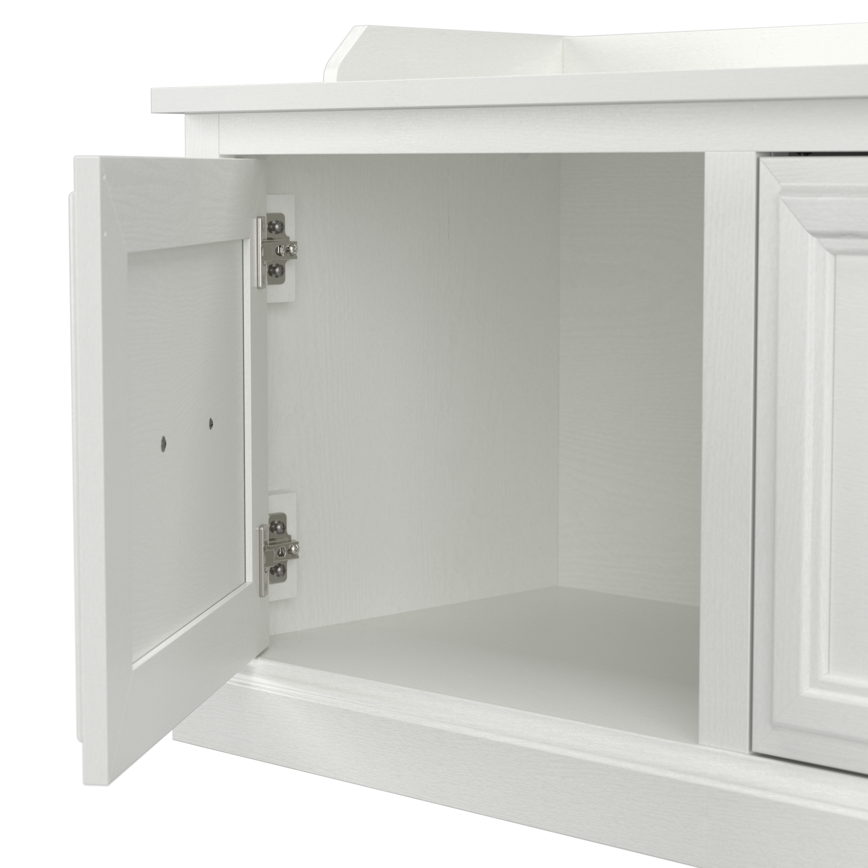 Shop Bush Furniture Woodland 40W Shoe Storage Bench with Doors 03 WDS140WAS-03 #color_white ash