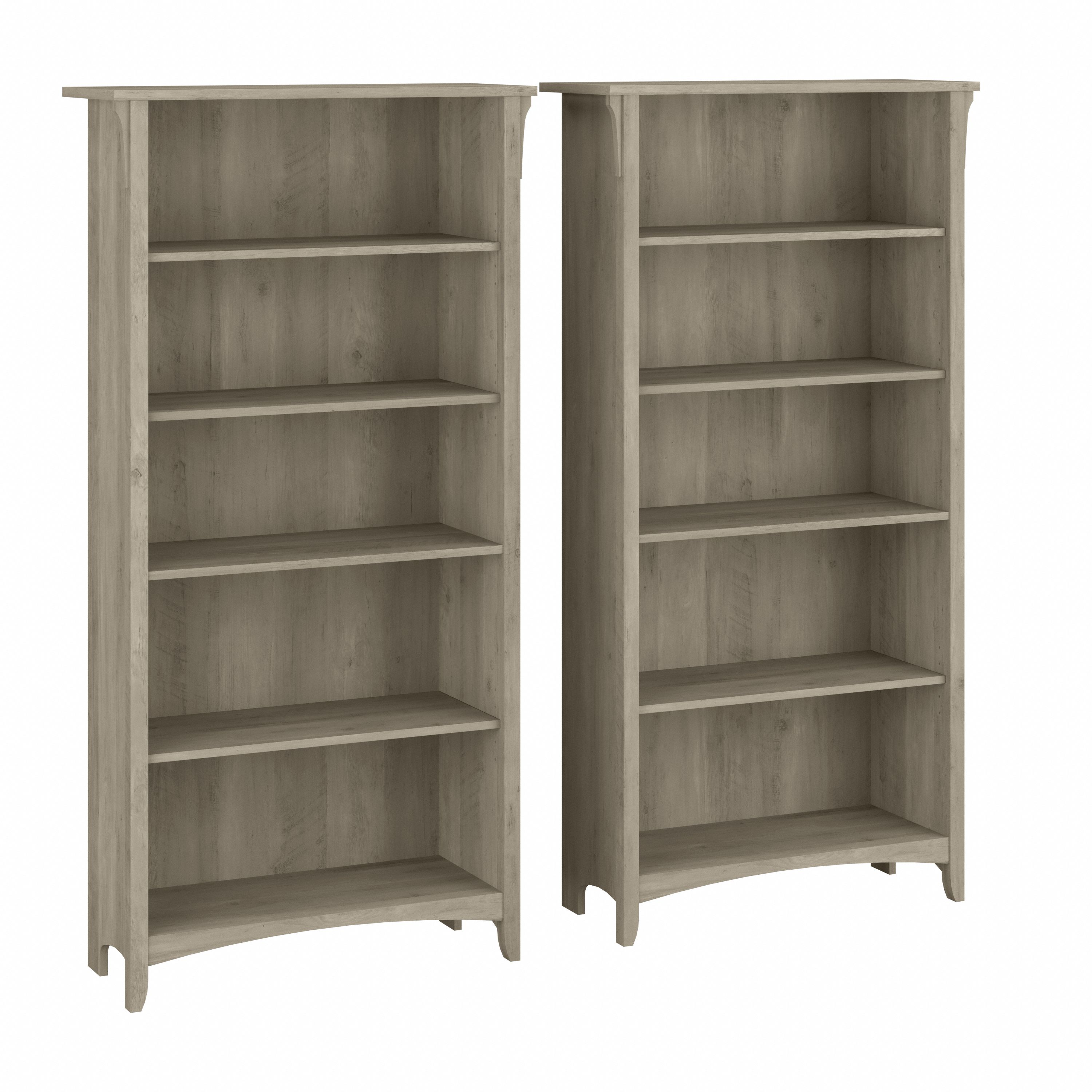Shop Bush Furniture Salinas Tall 5 Shelf Bookcase - Set of 2 02 SAL036DG #color_driftwood gray