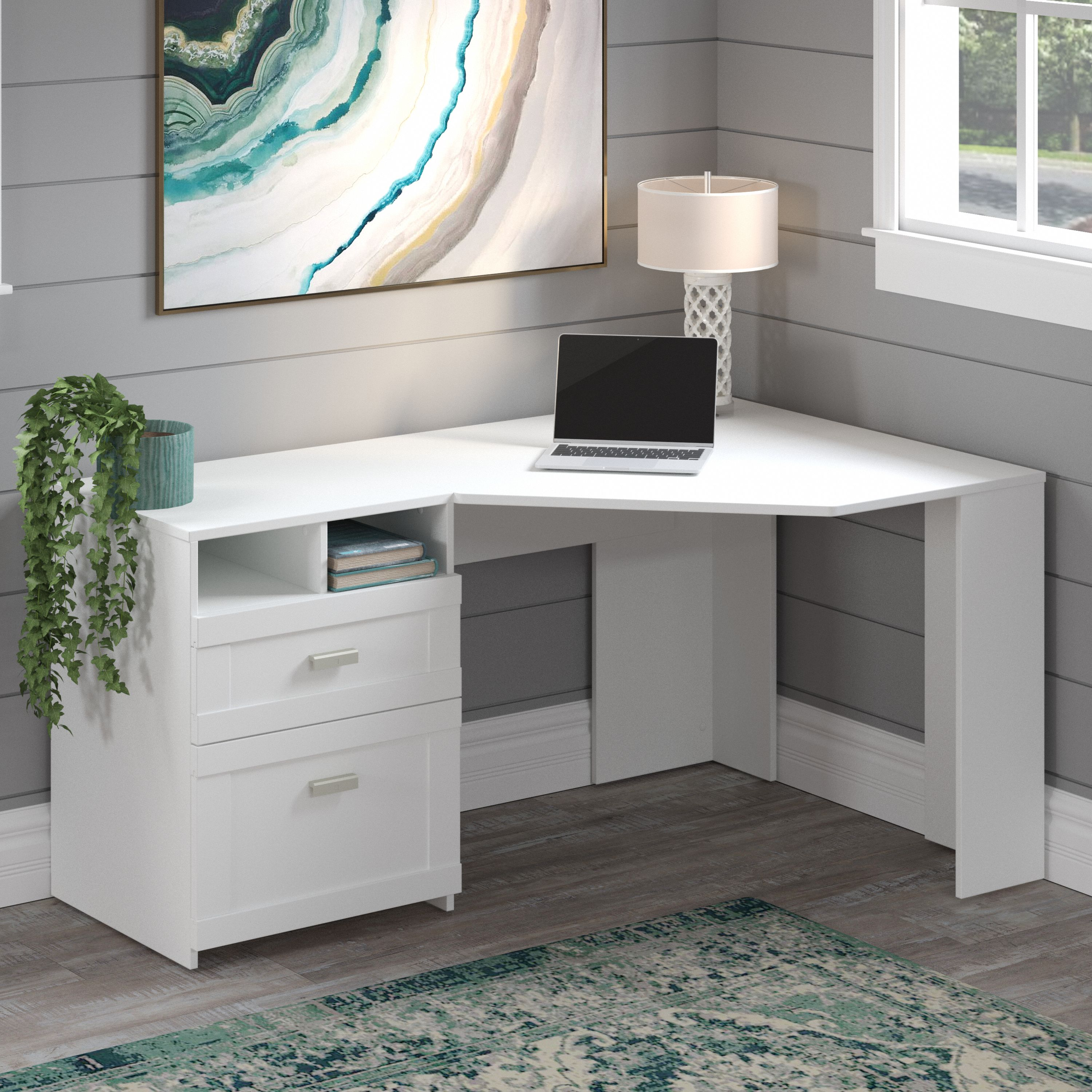 Shop Bush Furniture Wheaton 60W Reversible Corner Desk with Storage 01 MY72113-03 #color_pure white