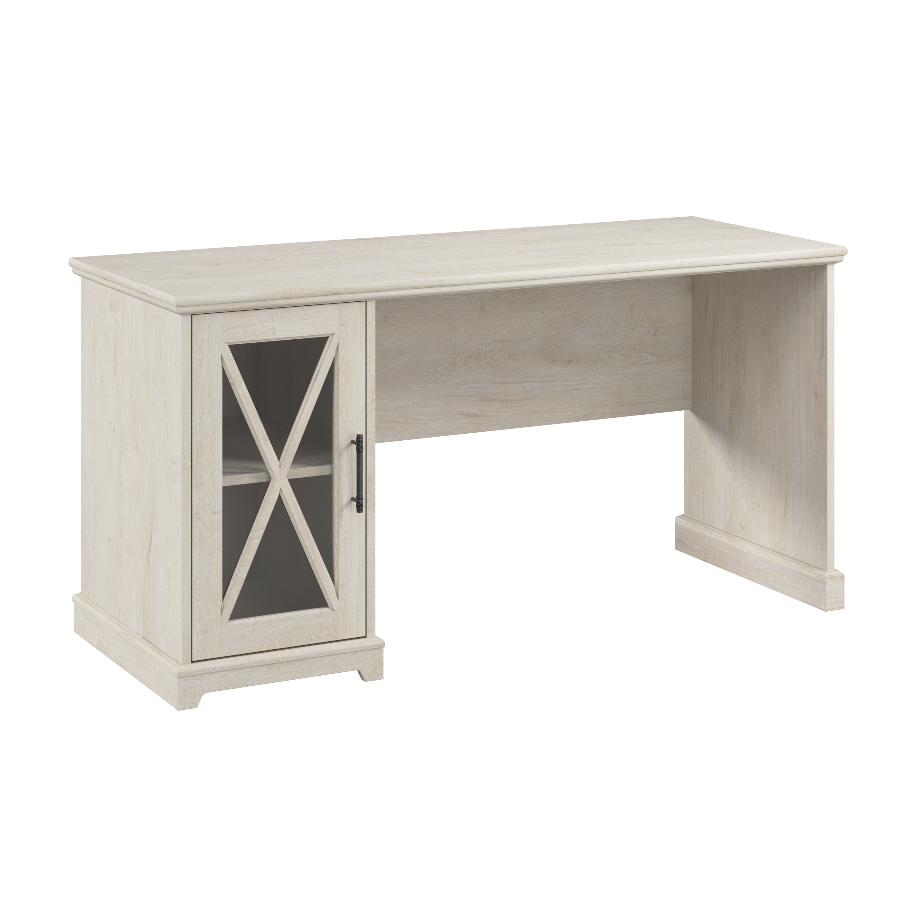 Shop Bush Furniture Lennox 60W Farmhouse Desk with Storage Cabinet 02 LED260LW-03 #color_linen white oak