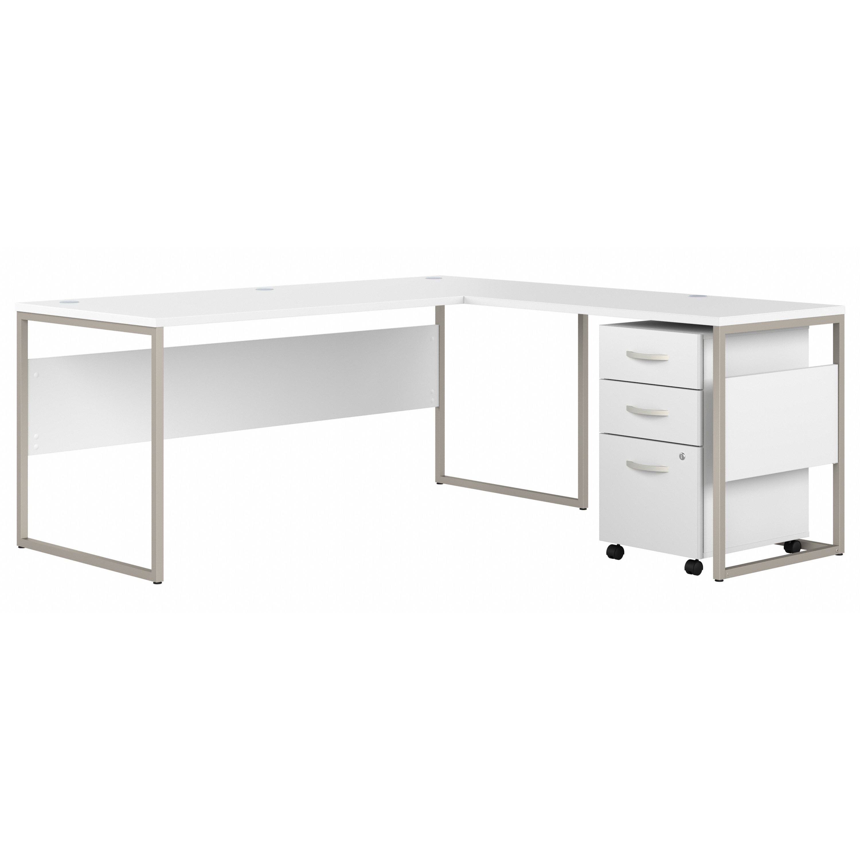 Shop Bush Business Furniture Hybrid 72W x 30D L Shaped Table Desk with Mobile File Cabinet 02 HYB028WHSU #color_white