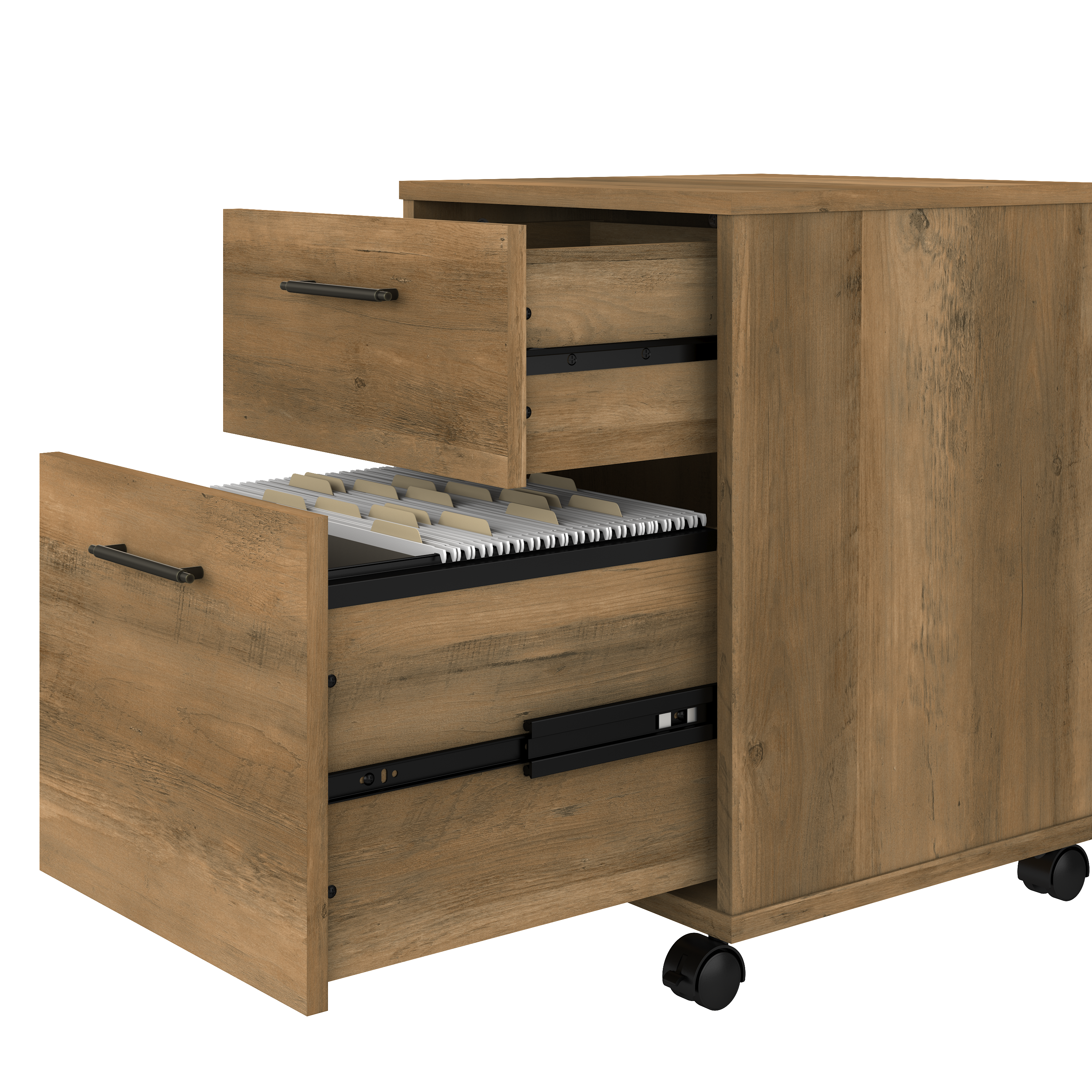 Shop Bush Furniture Key West 2 Person Desk Set with Lateral File Cabinet 04 KWS047RCP #color_reclaimed pine