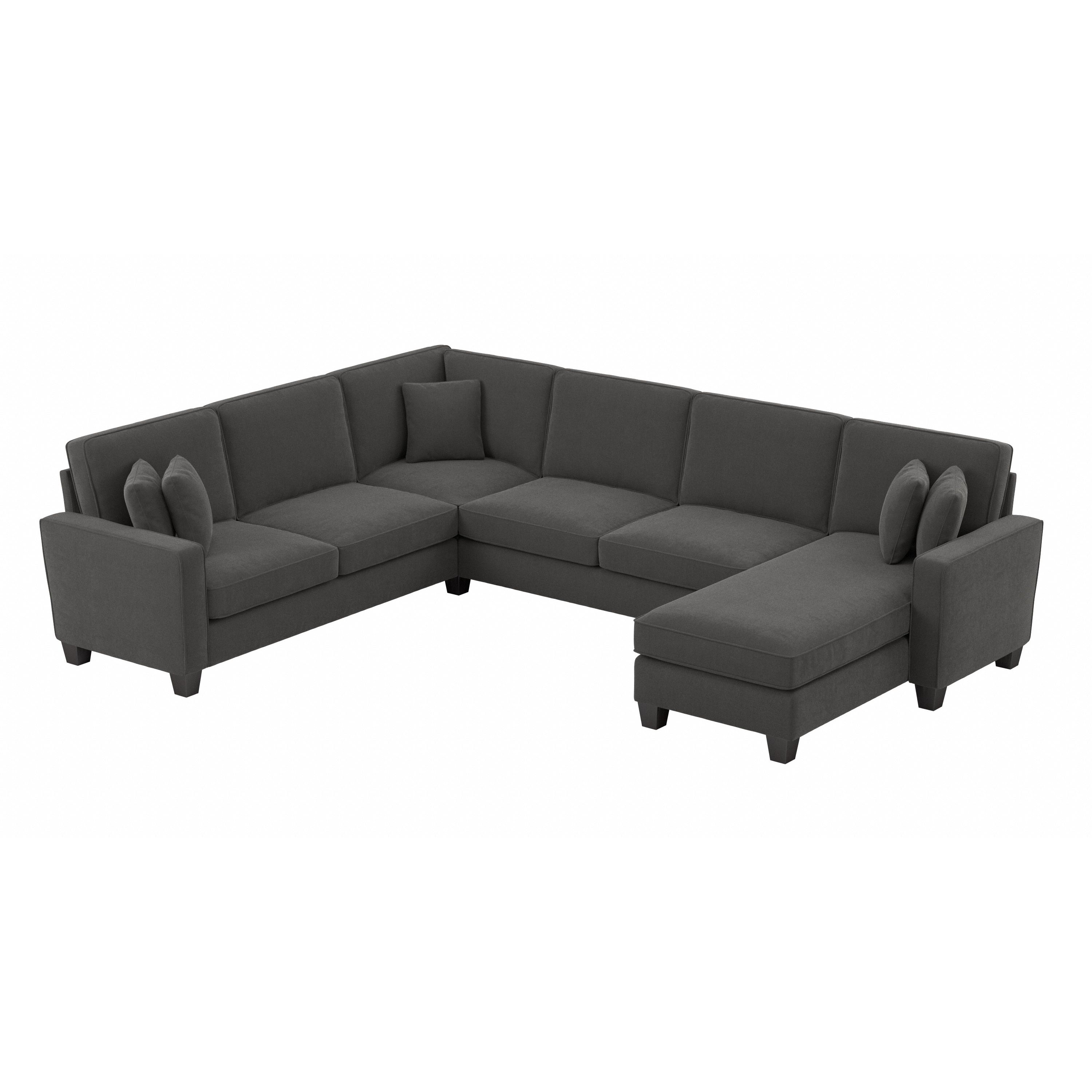 Shop Bush Furniture Stockton 128W U Shaped Sectional Couch with Reversible Chaise Lounge 02 SNY127SCGH-03K #color_charcoal gray herringbone fabr