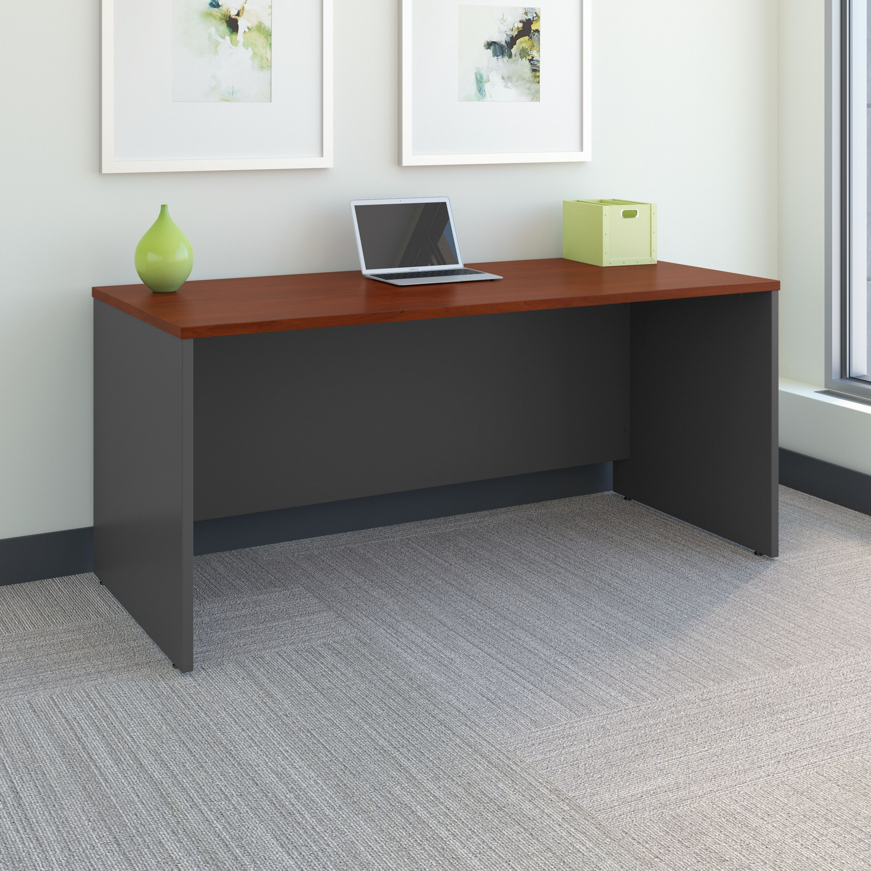 Shop Bush Business Furniture Series C 66W x 30D Office Desk 01 WC24442A #color_hansen cherry/graphite gray