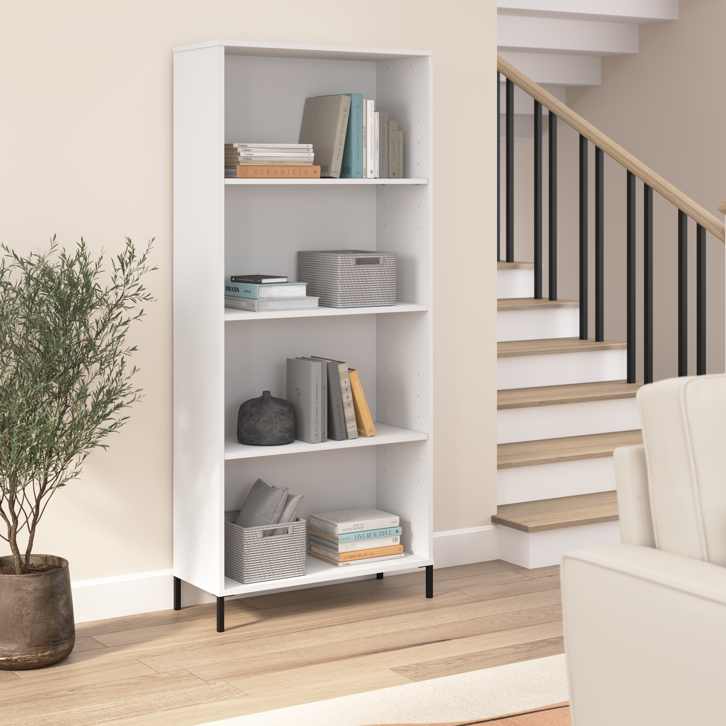 Shop Bush Furniture Essence 4 Shelf Bookcase 01 ESB129WH #color_white