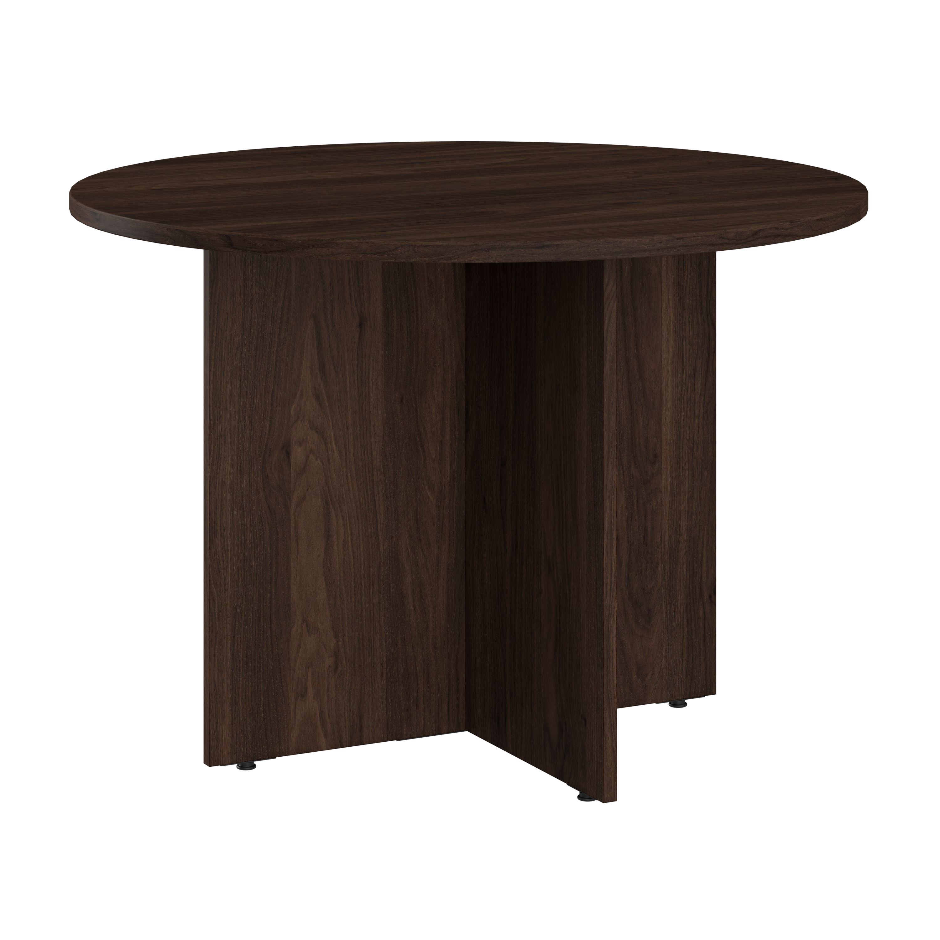 Shop Bush Business Furniture 42W Round Conference Table with Wood Base 02 99TB42RBW #color_black walnut
