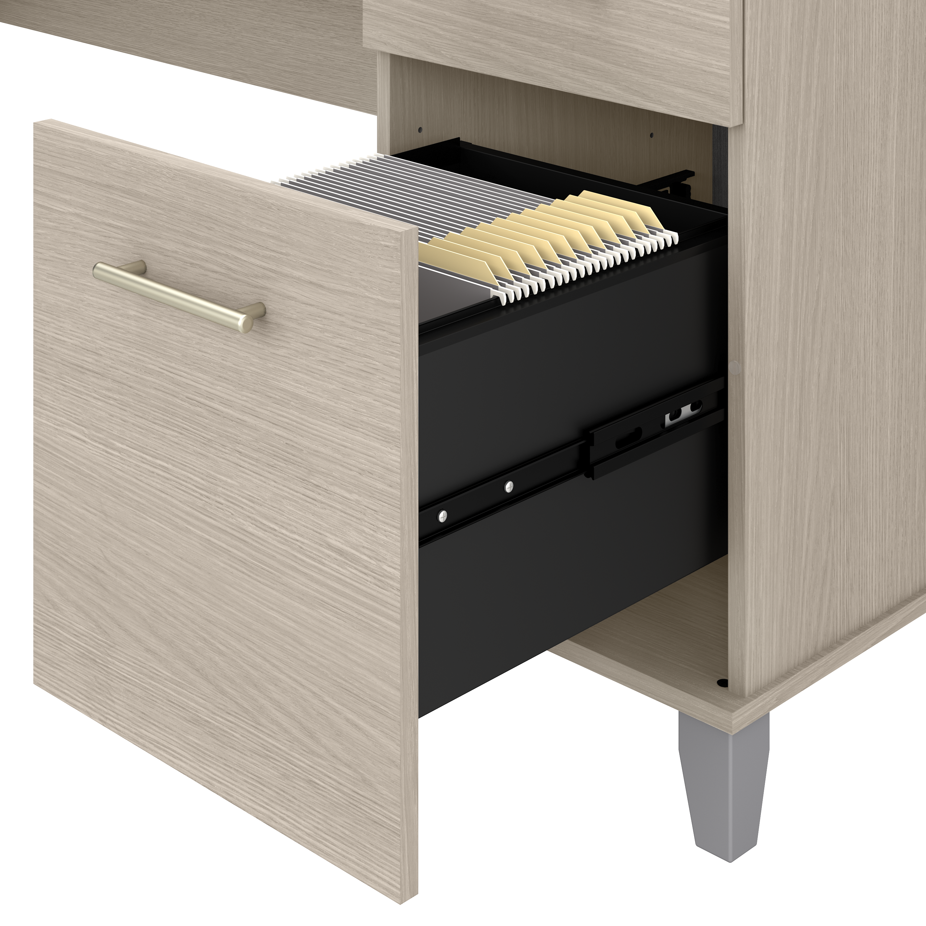 Shop Bush Furniture Somerset 60W Office Desk with Lateral File Cabinet and 5 Shelf Bookcase 03 SET013SO #color_sand oak