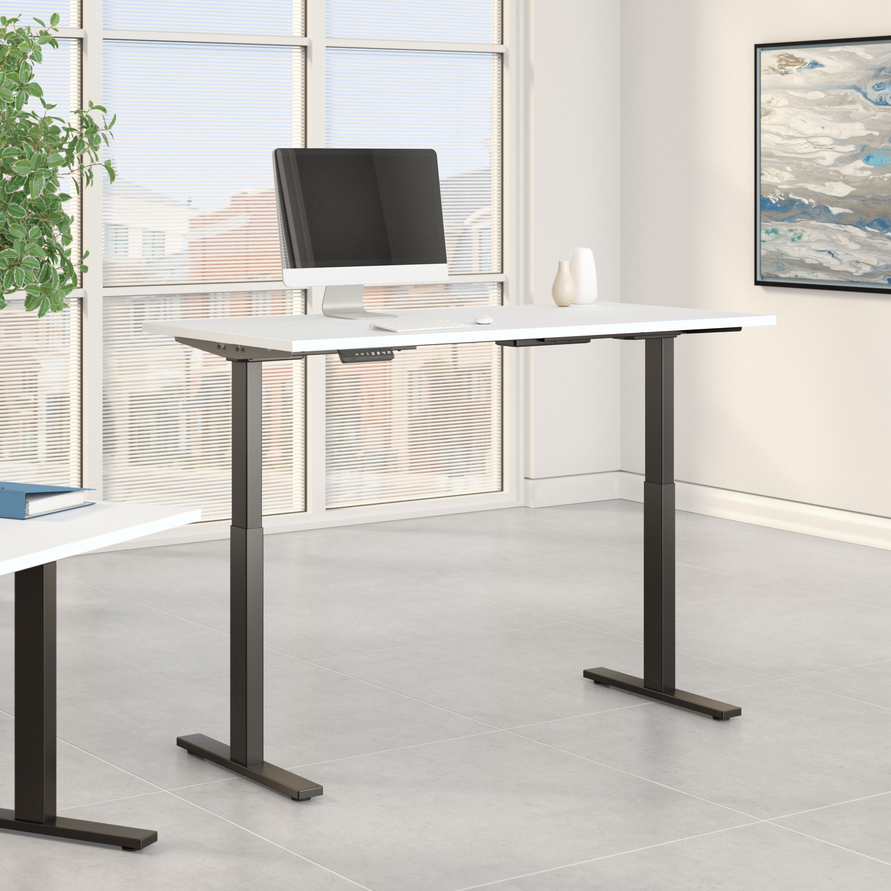 Shop Move 60 Series by Bush Business Furniture 72W x 30D Height Adjustable Standing Desk 01 M6S7230WHBK #color_white/black powder coat
