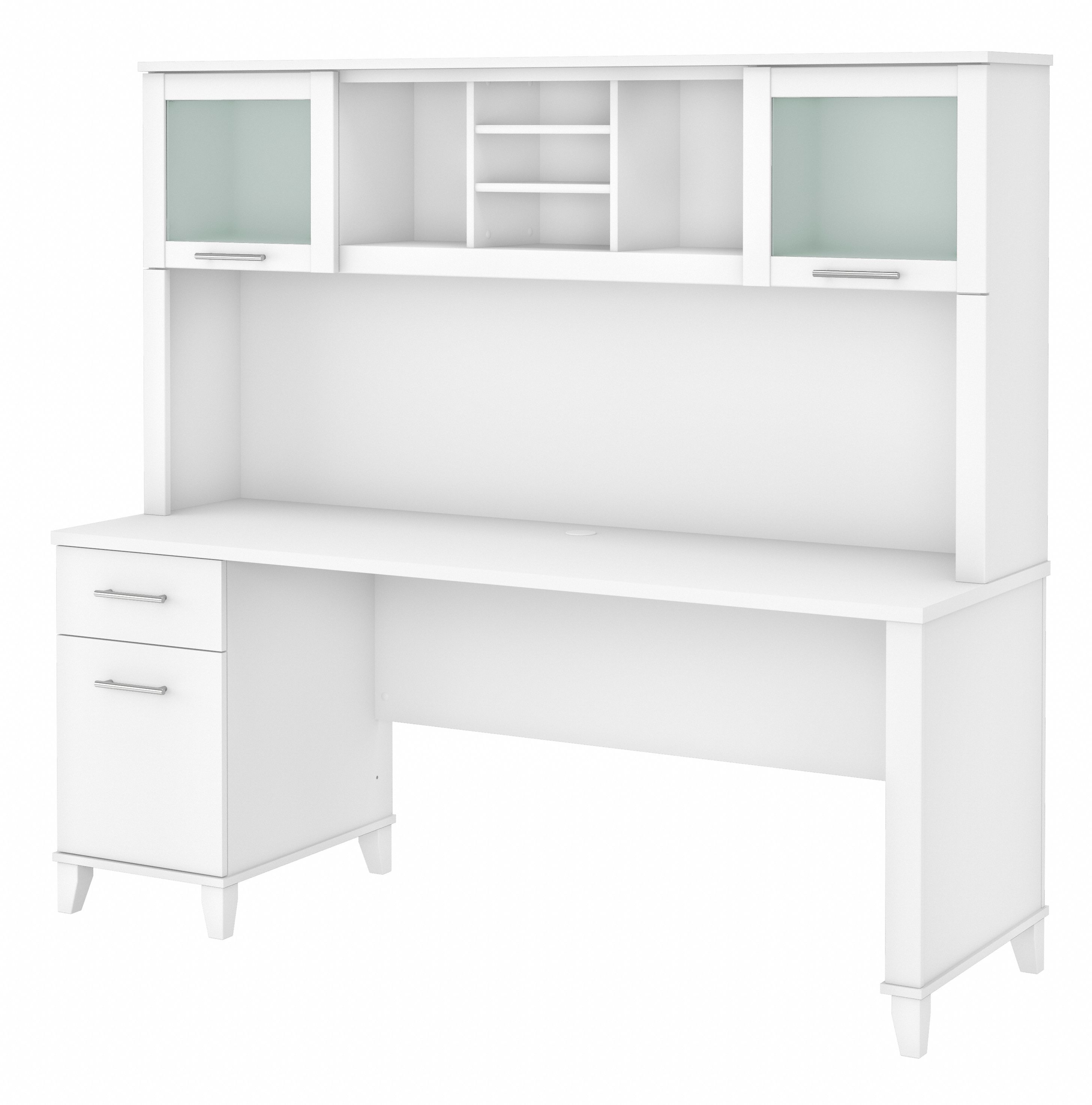Shop Bush Furniture Somerset 72W Office Desk with Drawers and Hutch 02 SET018WH #color_white