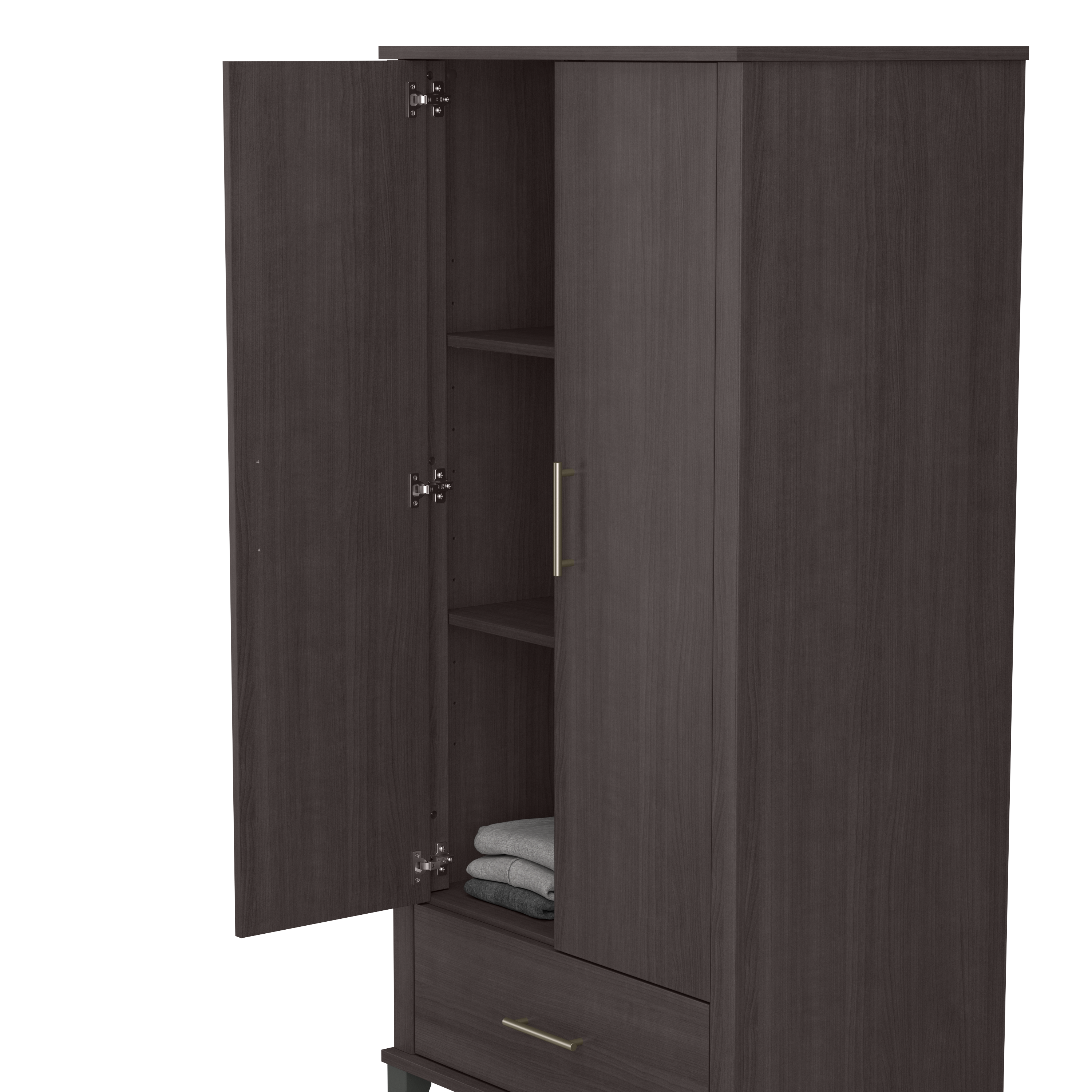 Shop Bush Furniture Somerset Tall Kitchen Pantry Cabinet with Doors and Drawer 04 STS166SGK-Z #color_storm gray