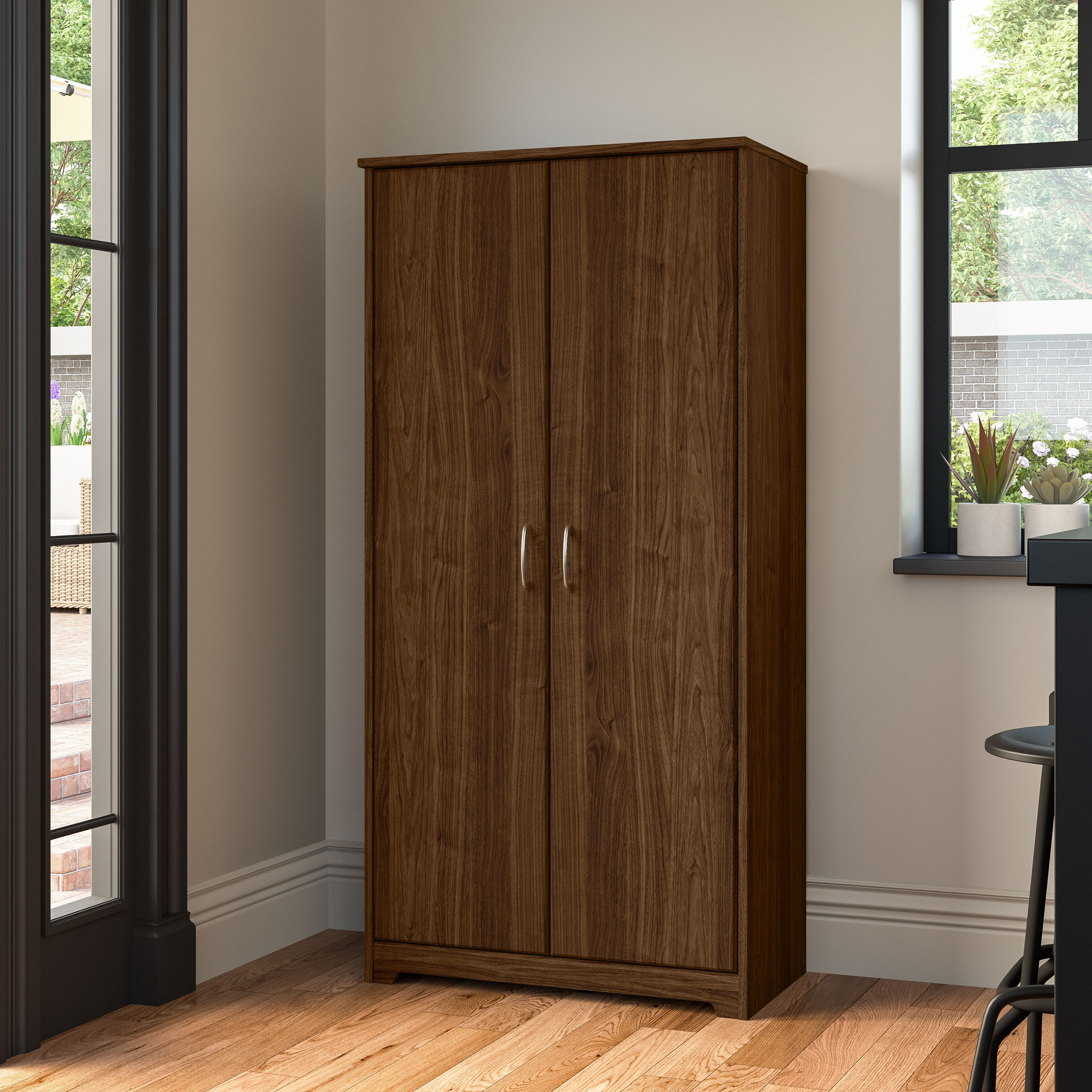 Shop Bush Furniture Cabot Tall Kitchen Pantry Cabinet with Doors 01 WC31099-Z #color_modern walnut