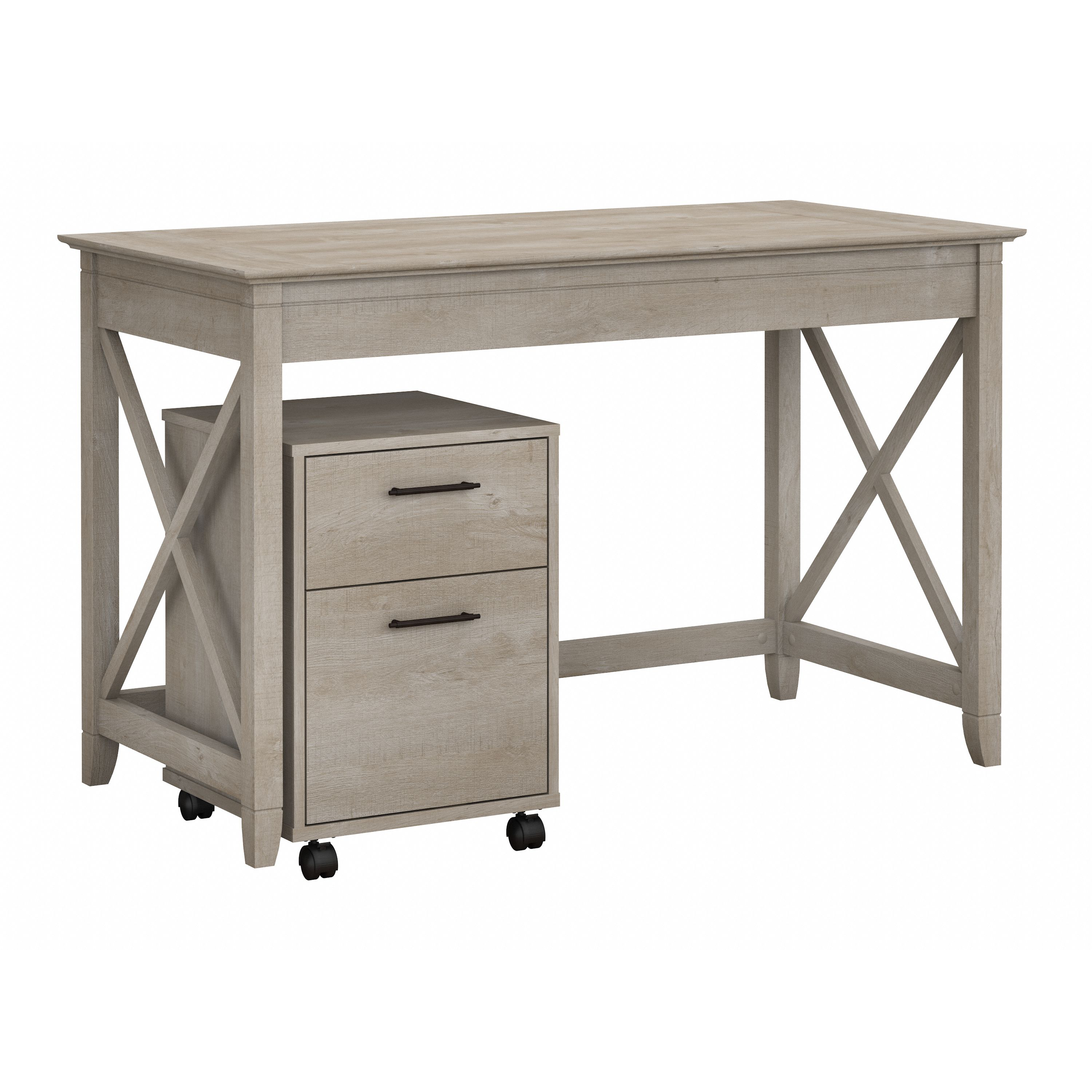 Shop Bush Furniture Key West 48W Writing Desk with 2 Drawer Mobile File Cabinet 02 KWS001WG #color_washed gray