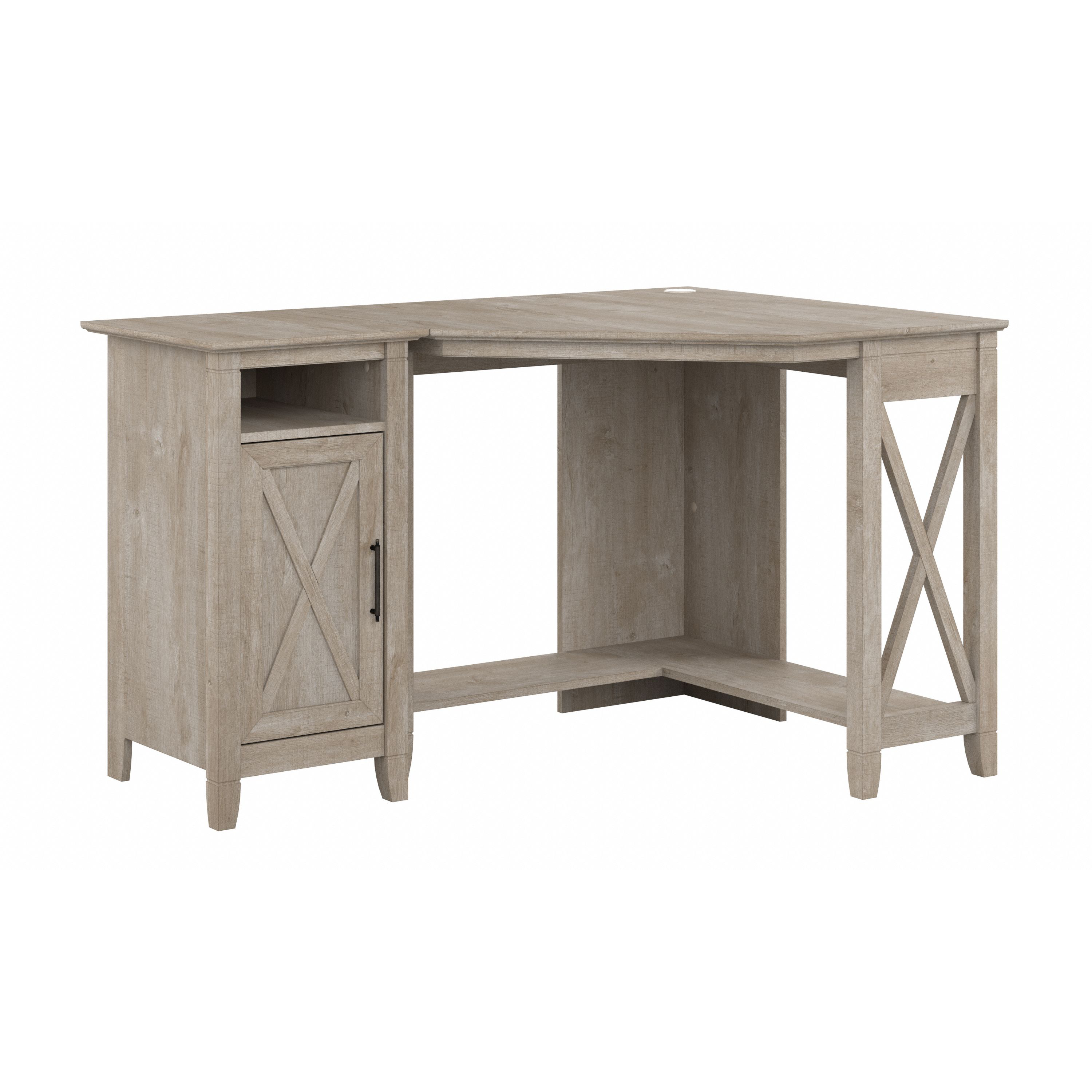 Shop Bush Furniture Key West Small Corner Desk with Storage Cabinet 02 KWS052WG #color_washed gray