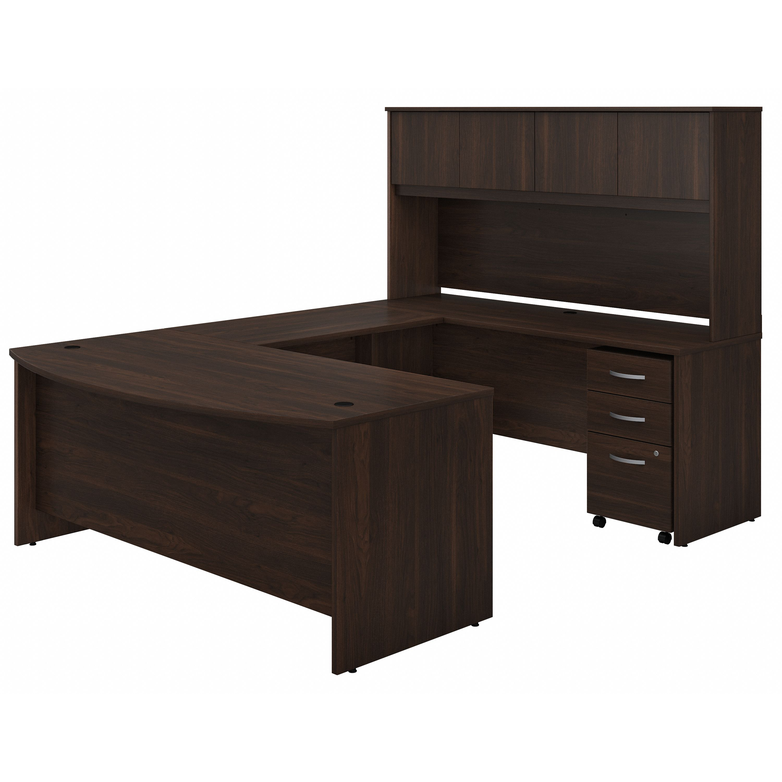 Shop Bush Business Furniture Studio C 72W x 36D U Shaped Desk with Hutch and Mobile File Cabinet 02 STC003BWSU #color_black walnut