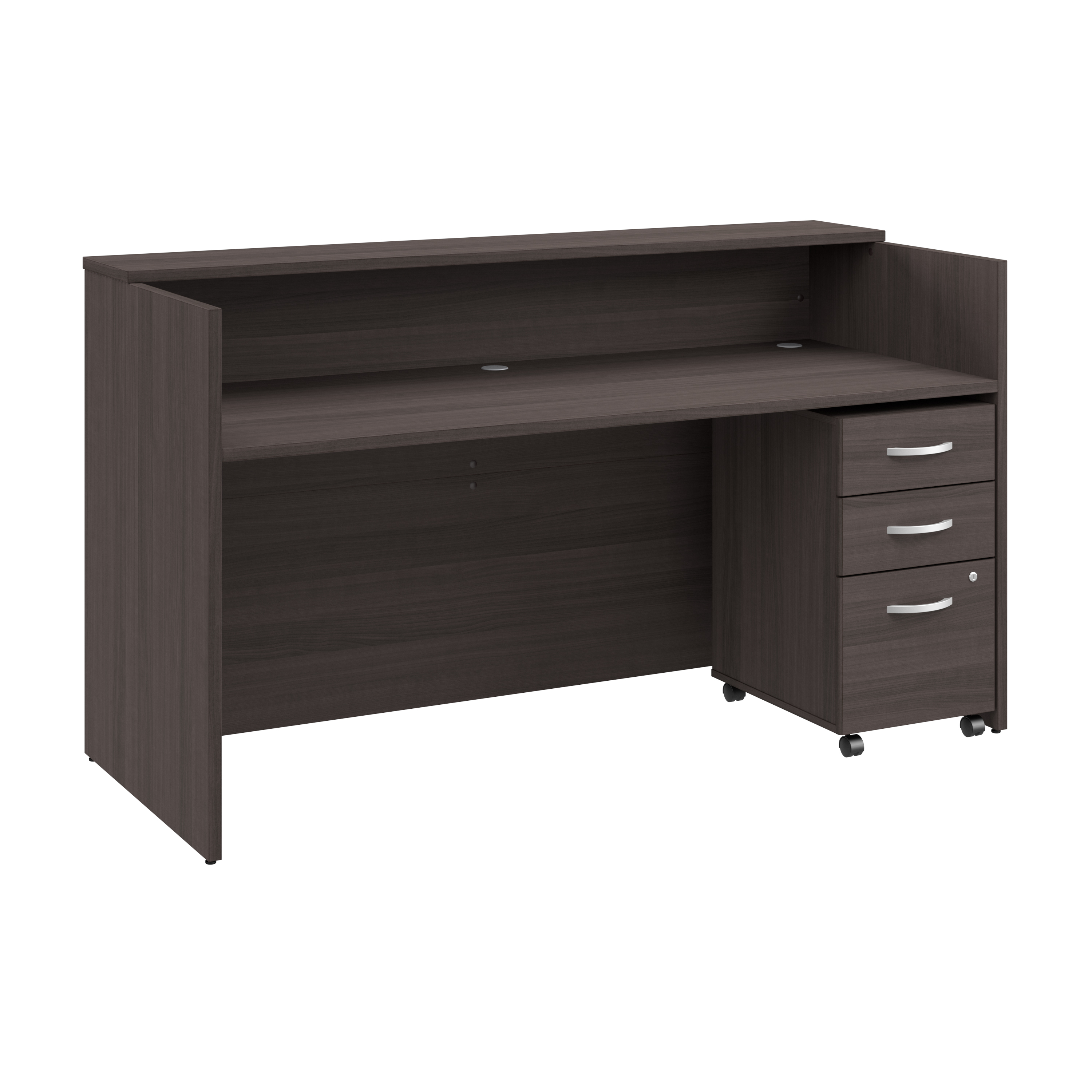 Shop Bush Business Furniture Arrive 72W x 30D Reception Desk with Shelf and Mobile File Cabinet 02 ARV005SG #color_storm gray
