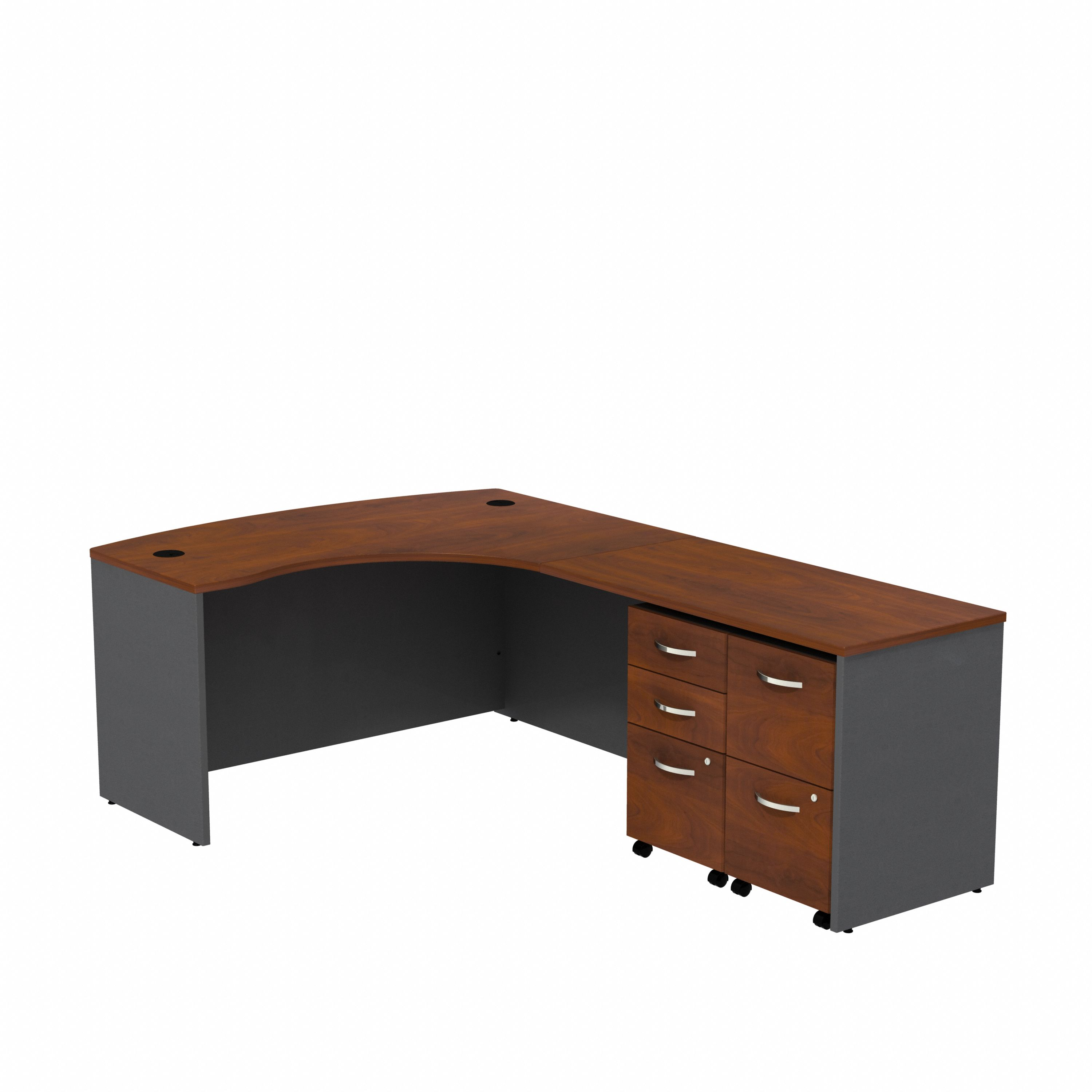 Shop Bush Business Furniture Series C Bow Front Right Handed L Shaped Desk with 2 Mobile Pedestals 02 SRC034HCRSU #color_hansen cherry